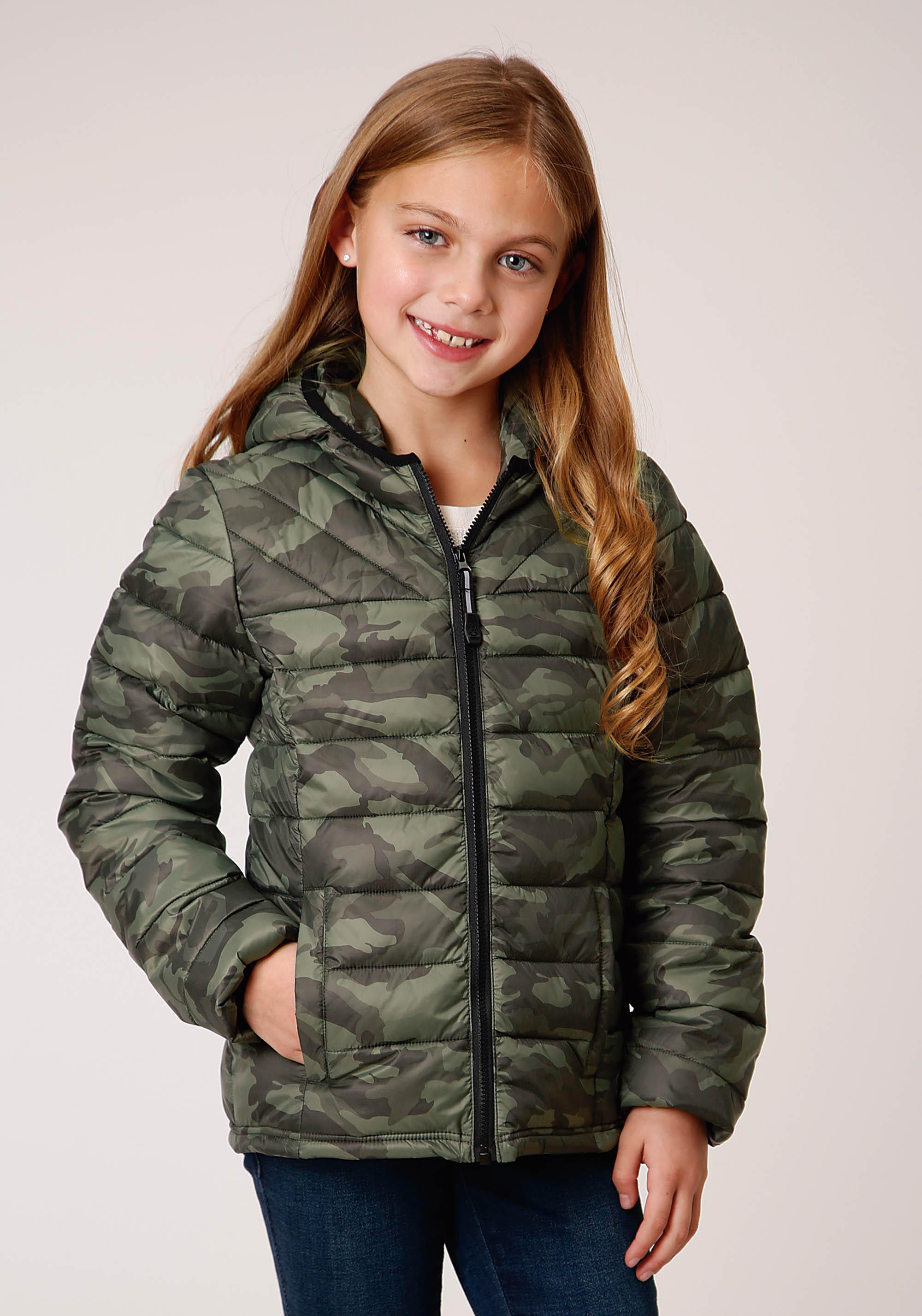 Roper Outerwear- Girl’s Girls Green 00763 Parachute Camo Hooded Coat