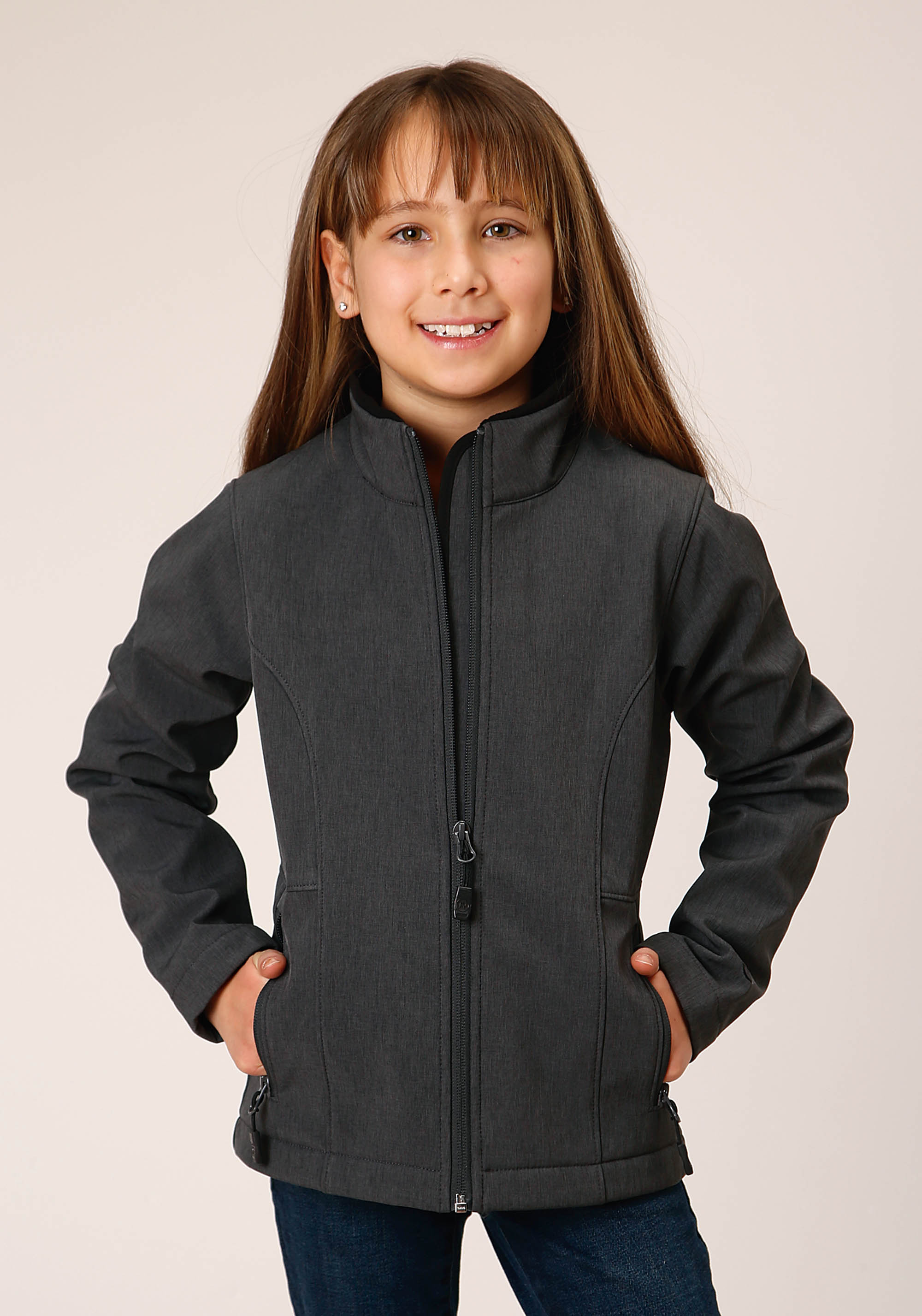 Roper Outerwear – Girls Girls Grey 1642 Heather Gy Soft Shell Jacket