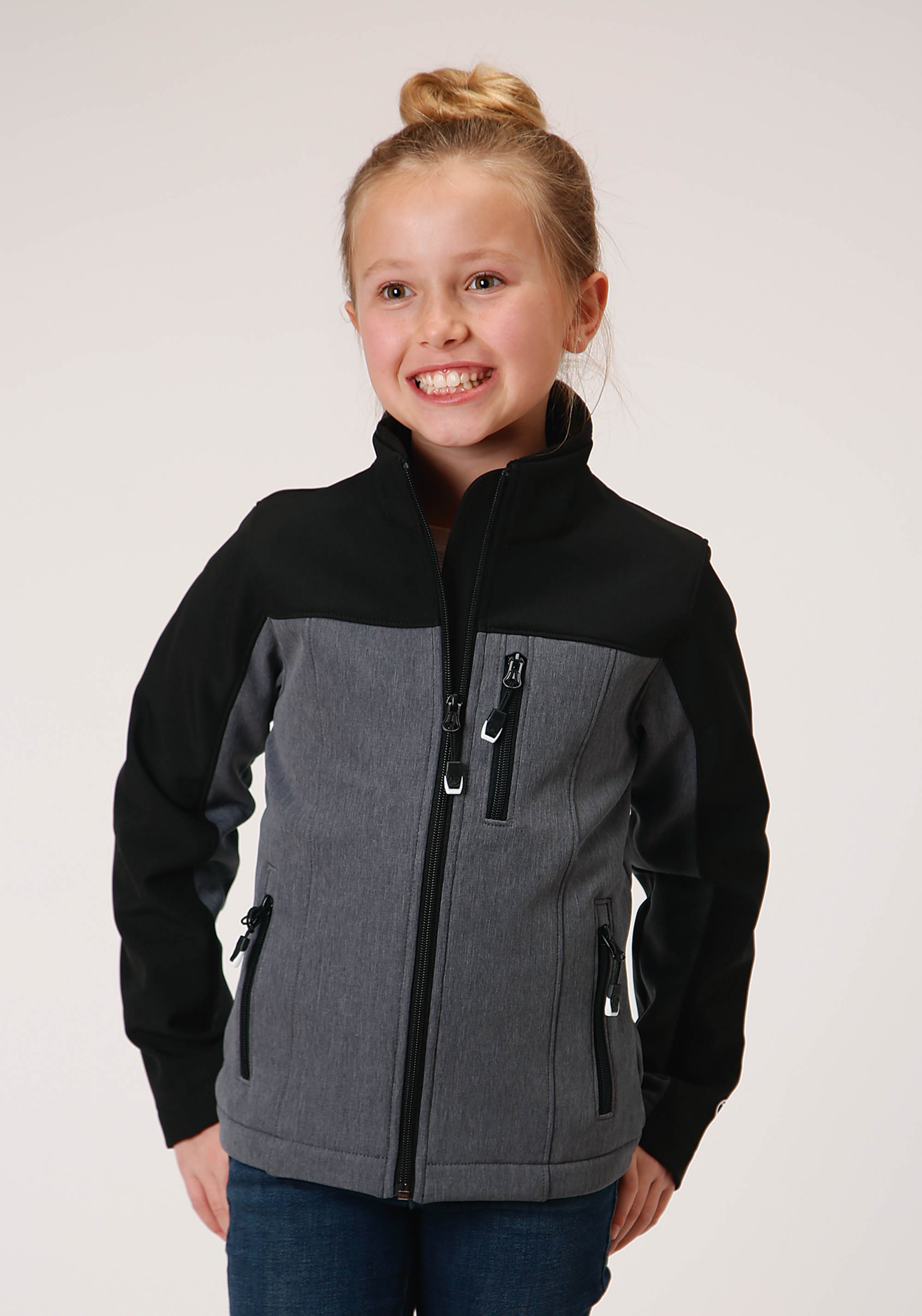 Roper Outerwear- Girl’s Girls Grey 00916 Pieced Gy/bl Softshell Jacket