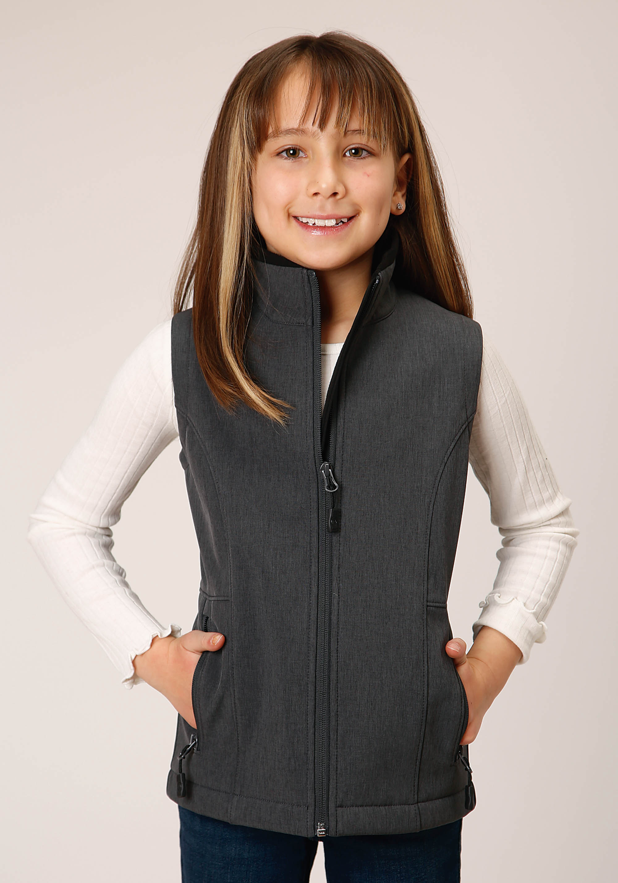 Roper Outerwear – Girls Girls Grey 1642 Heather Gy Soft Shell Vest