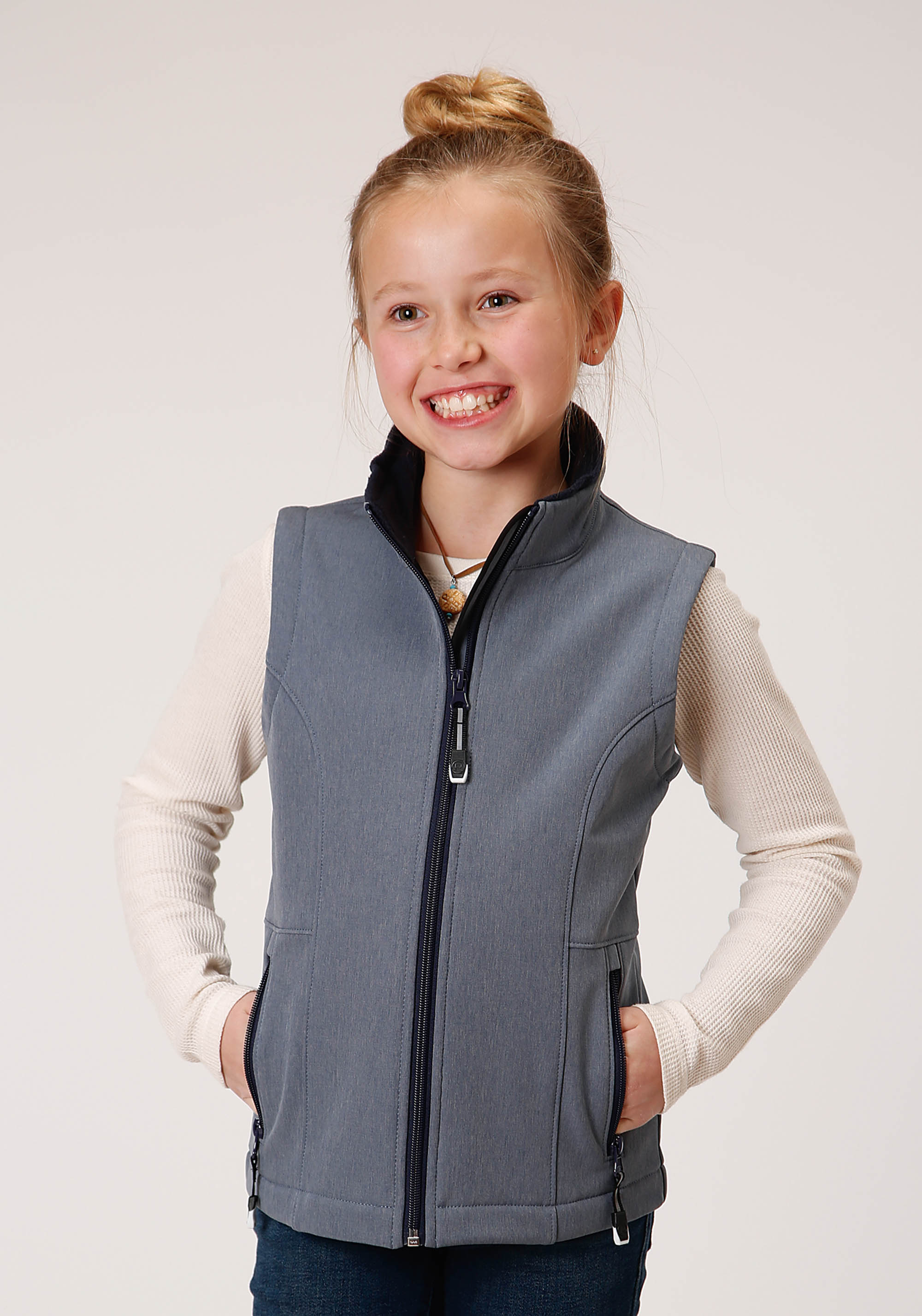 Roper Outerwear- Girl’s Girls 00916 Heathered Blue Softshell Vest