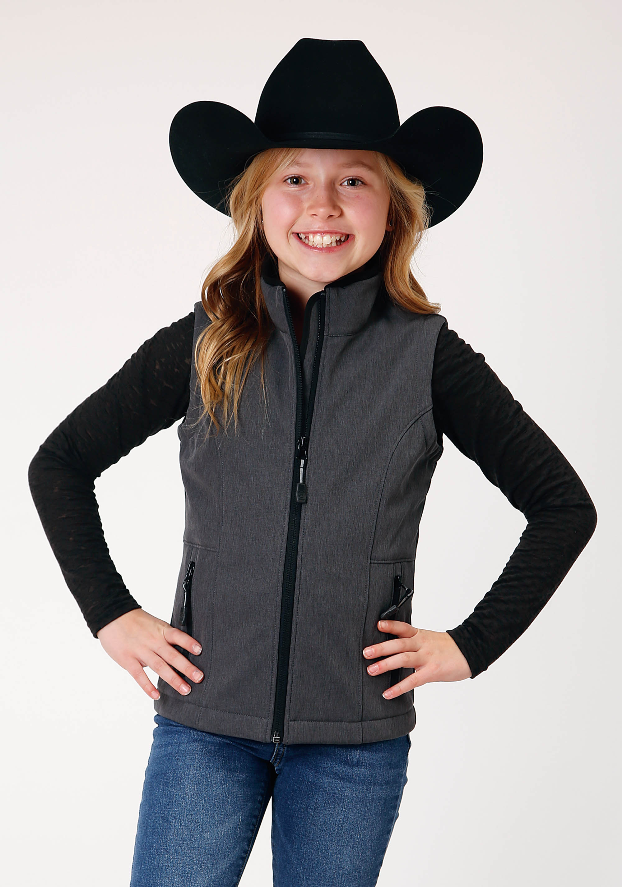 Roper Outerwear – Girl’s Girls 1249 Heather Grey Softshell Vest