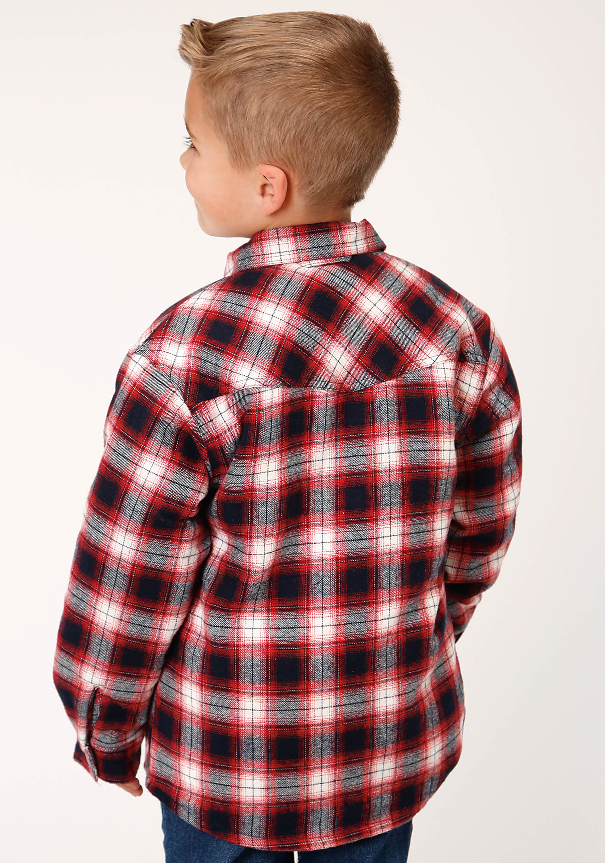 Boys Red 1316 Sherpa Lined Flannel Shirt Jacket