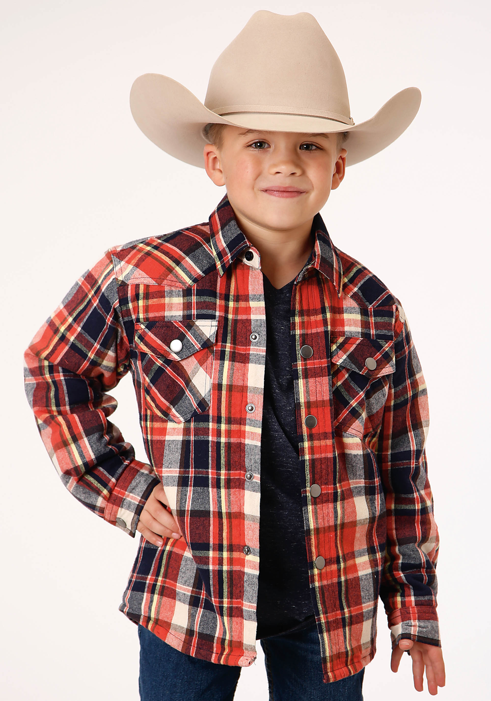 Boys Orange 1316 Sherpa Lined Flannel Shirt Jacket