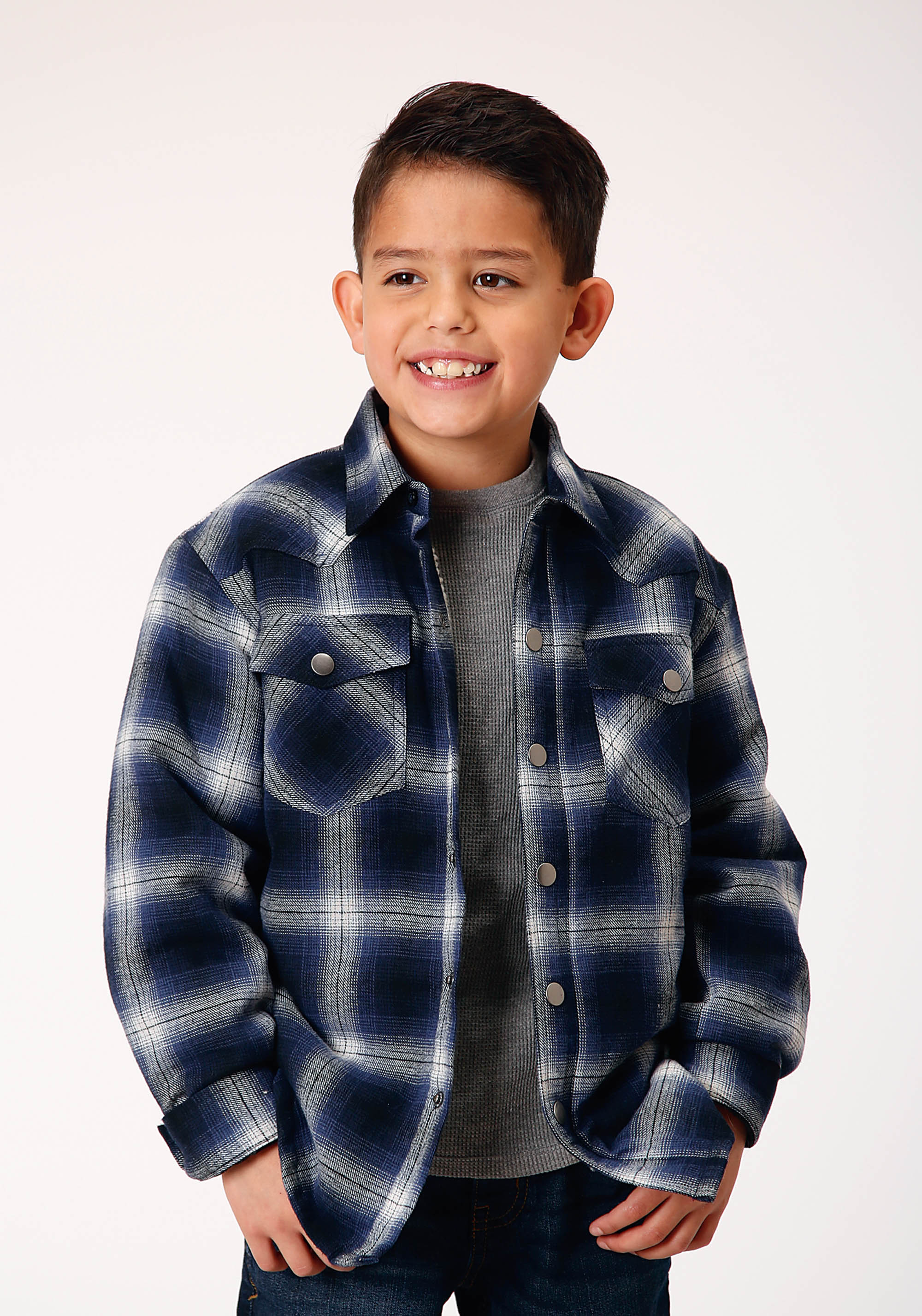 Boys Blue 1637 Sherpa Lined Flannel Shirt Jckt