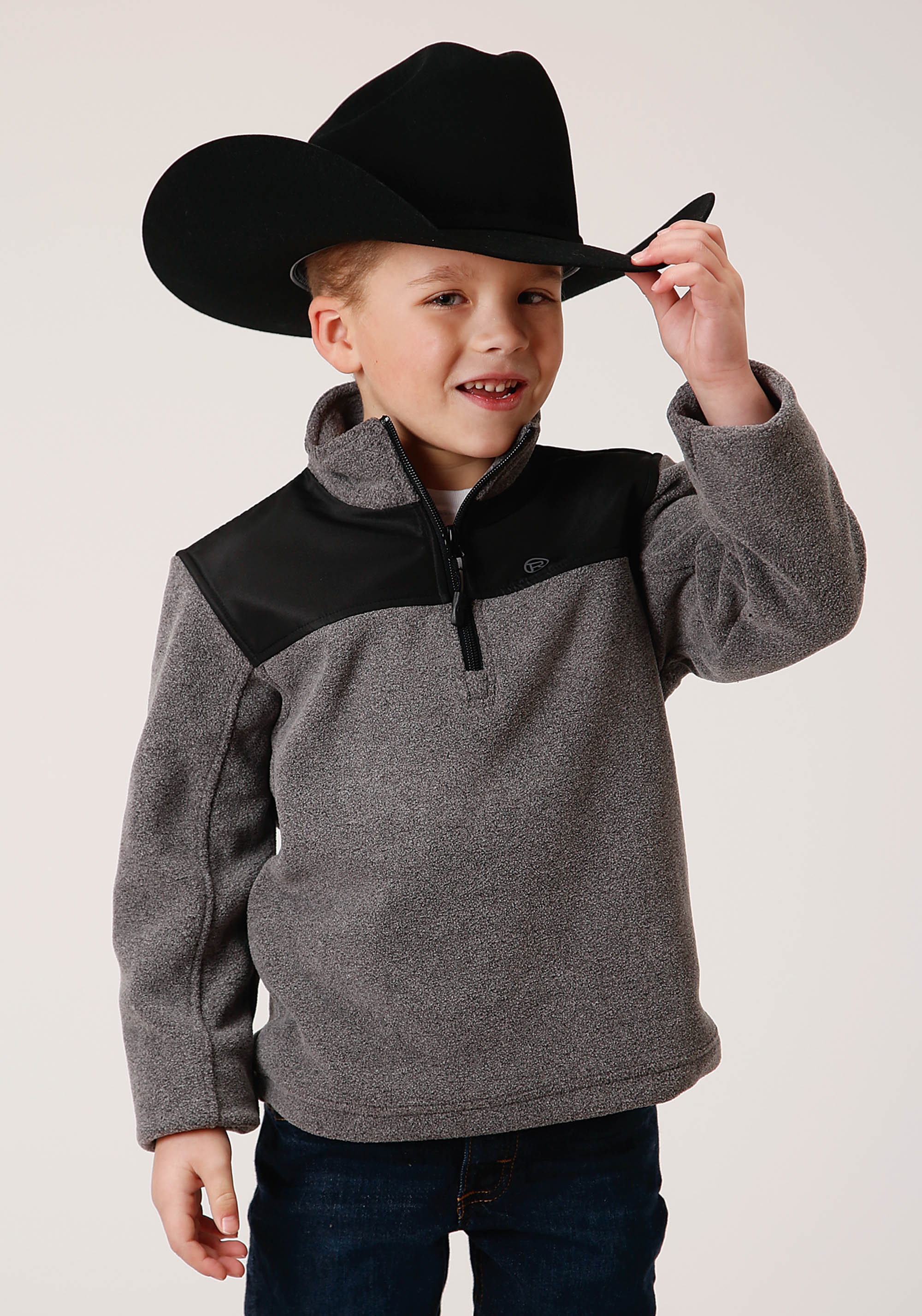 Roper Outerwear – Boy’s Boys Grey 1300 Gry Micro Fleece 3/4 Zip Pullover