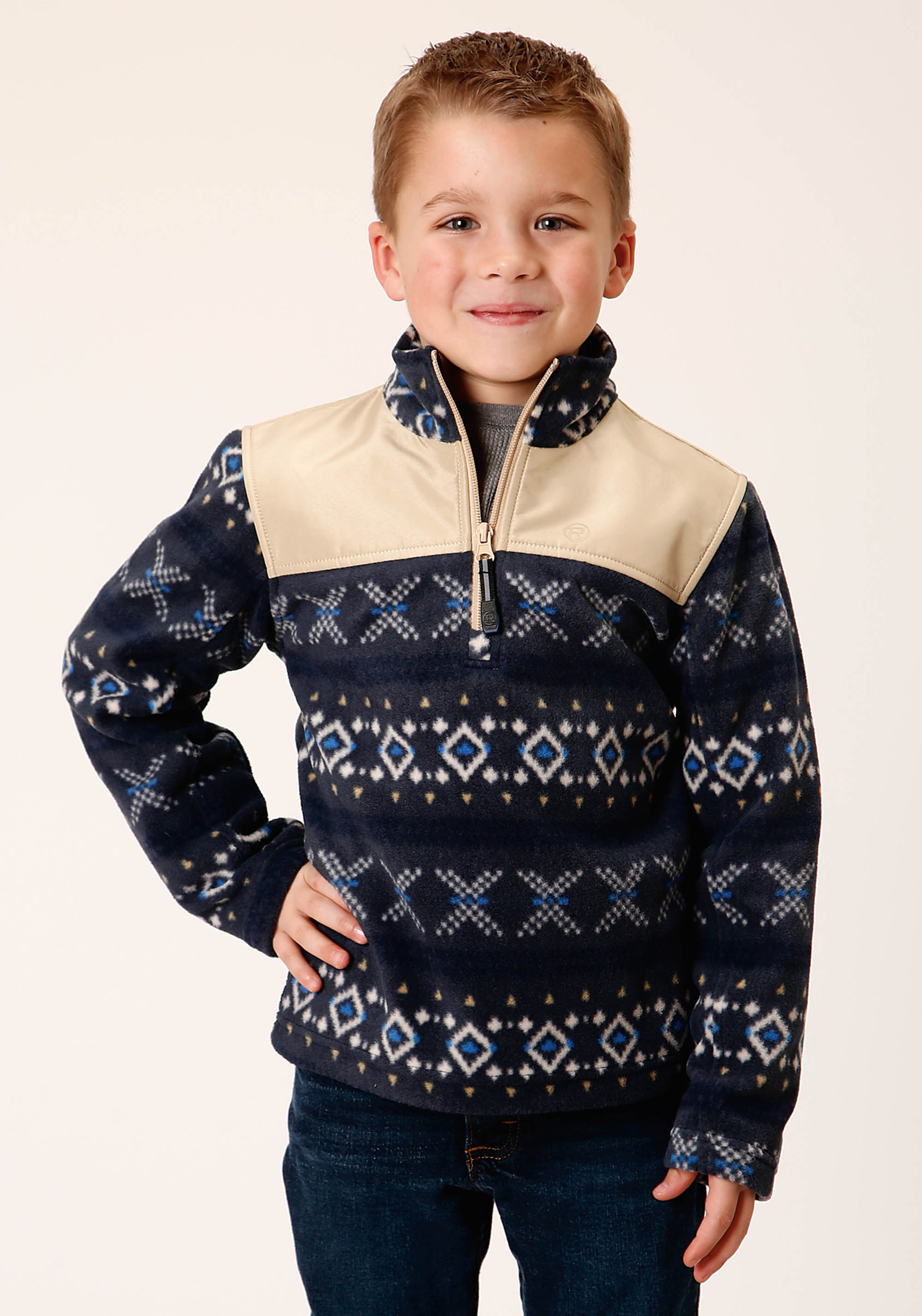 Roper Outerwear – Boy’s Boys 1815 Navy Aztec Prt Micro Fleece