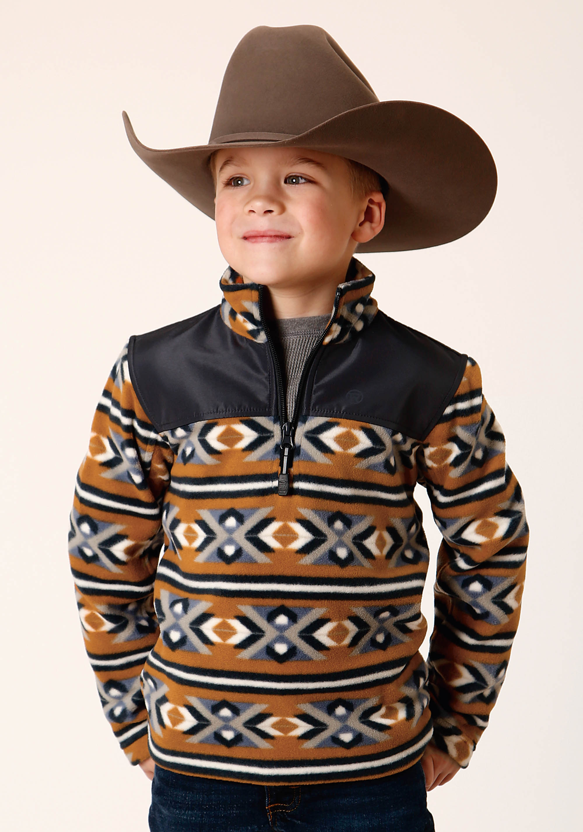 Roper Outerwear – Boy’s Boys 1815 Orange Aztec Prt Micro Fleece