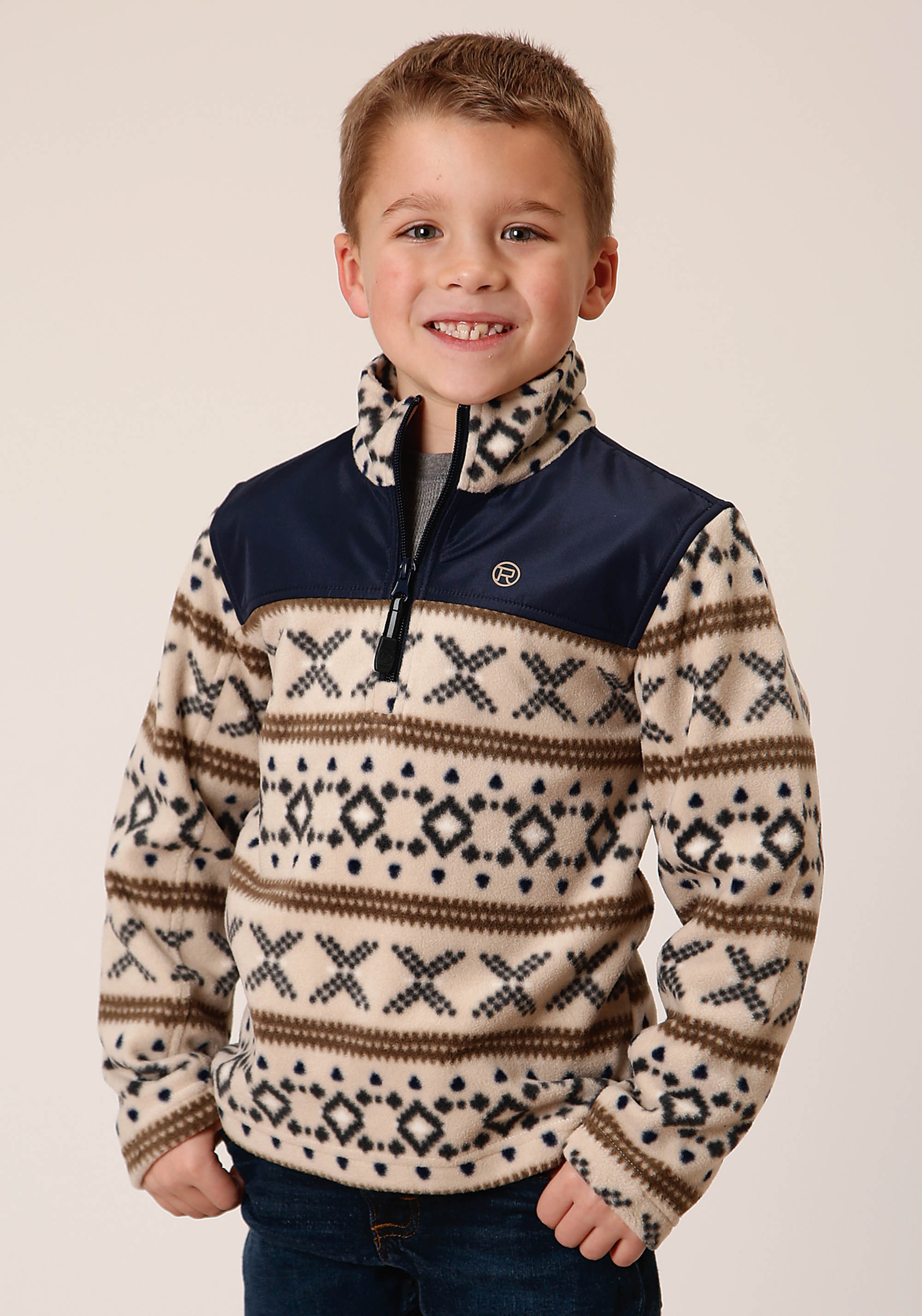 Roper Outerwear – Boy’s Boys 1815 Cream Aztec Prt Micro Fleece