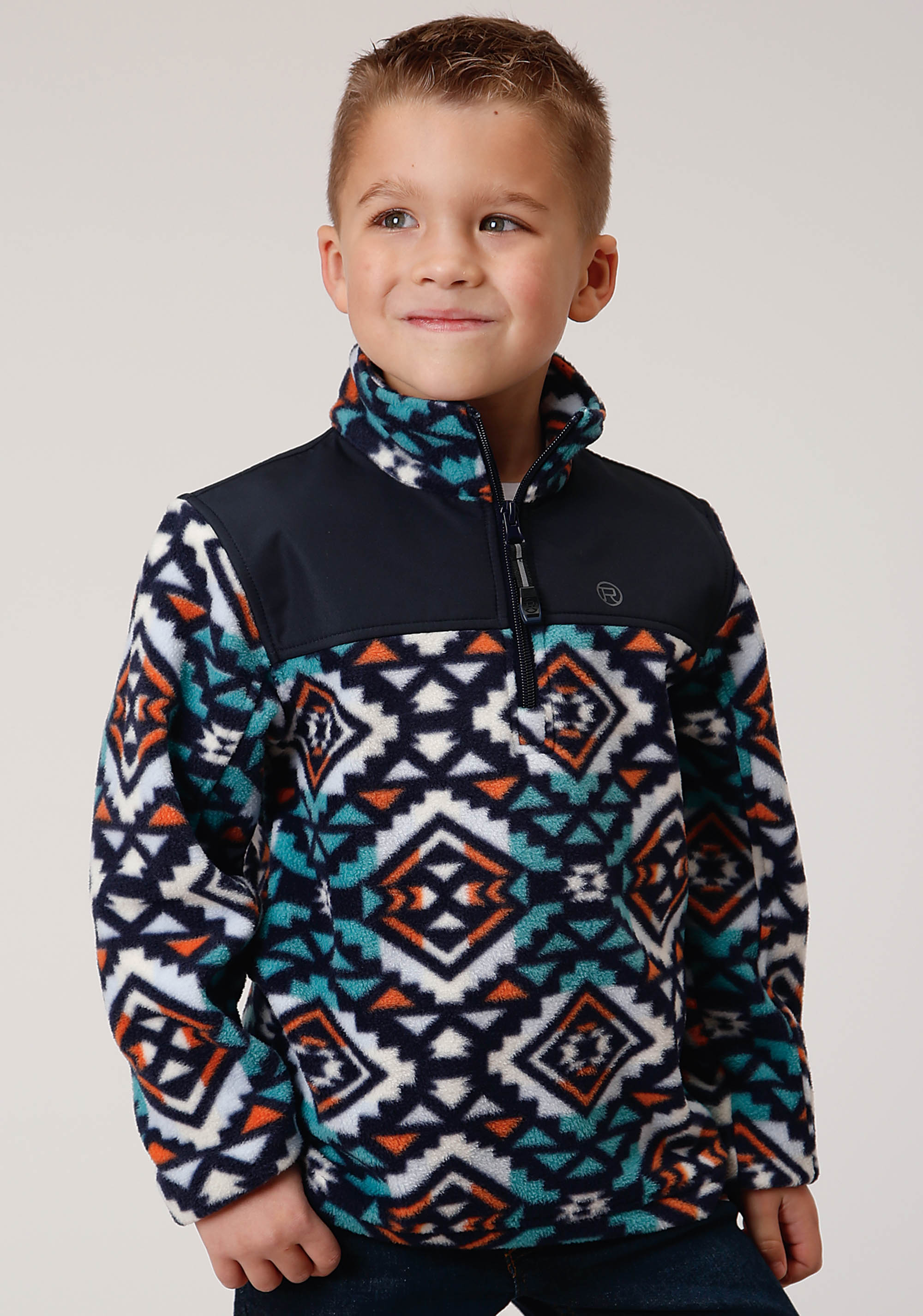 Roper Outerwear – Boy’s Boys Blue 1348 Navy Aztec Printed Fleece