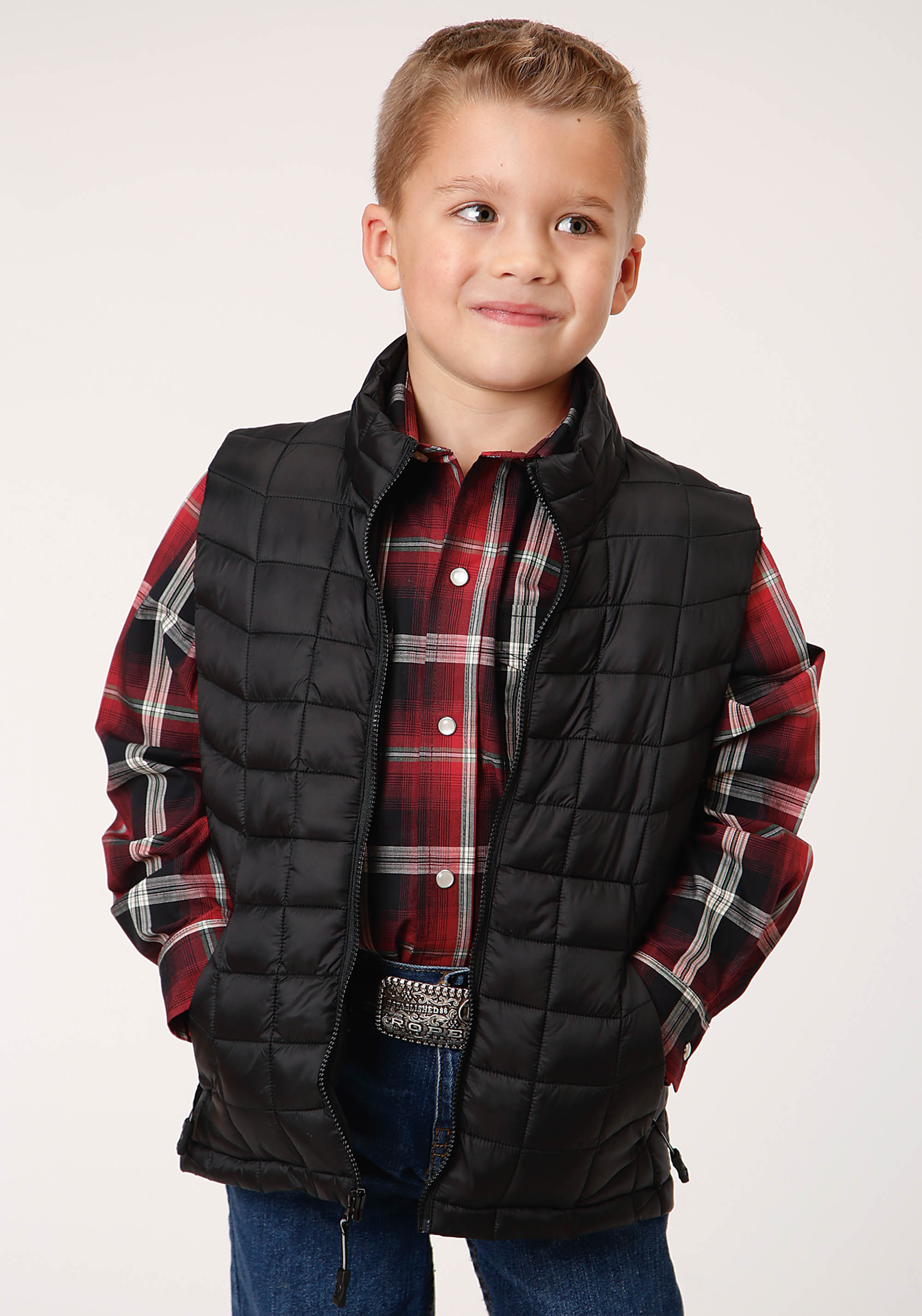 Roper Outerwear – Boy’s Boys Black 1304 Crushable Poly Filled Vest – Bl