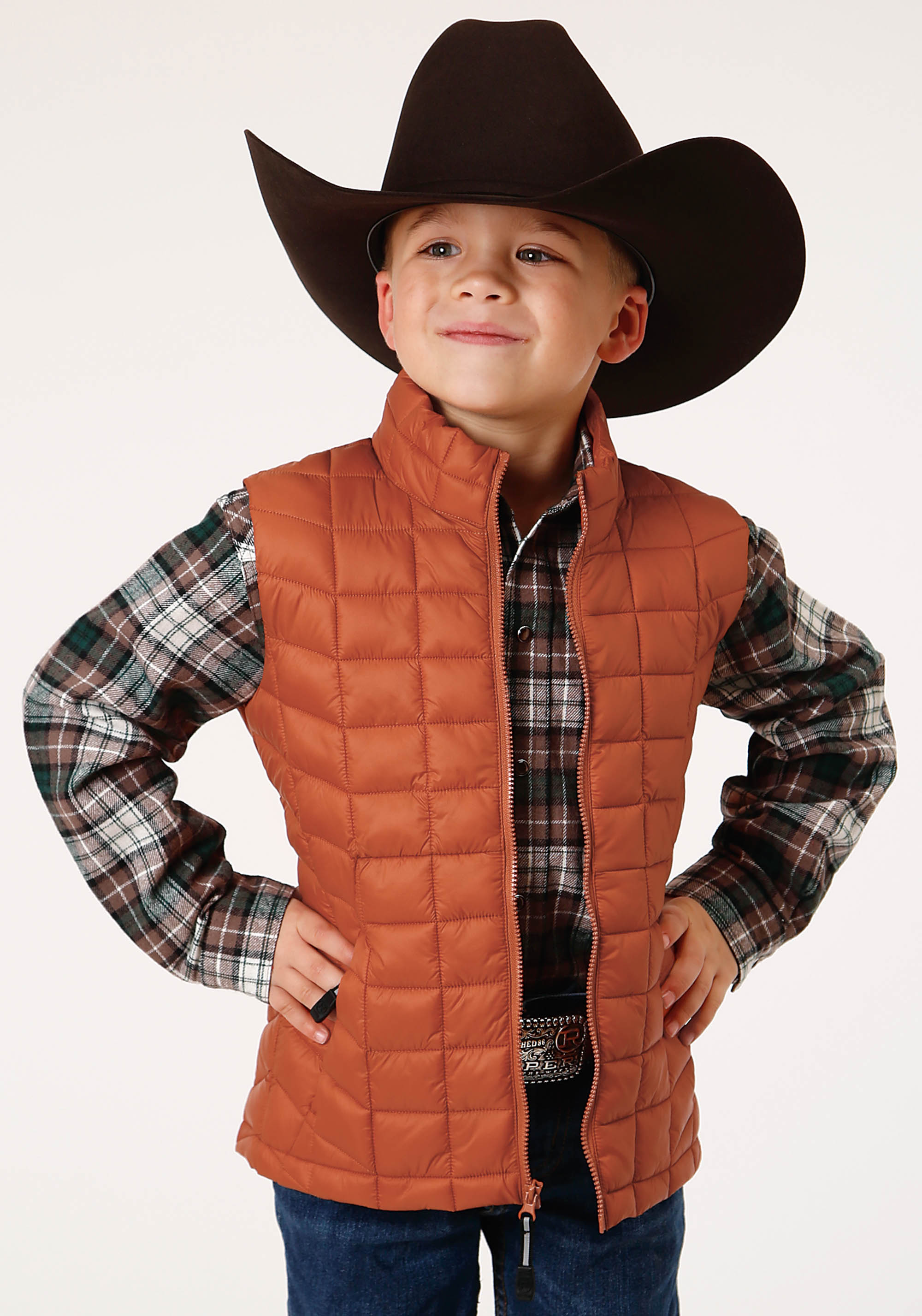 Roper Outerwear – Boy’s Boys Rust 1304 Crushable Poly Filled Vest – Rt