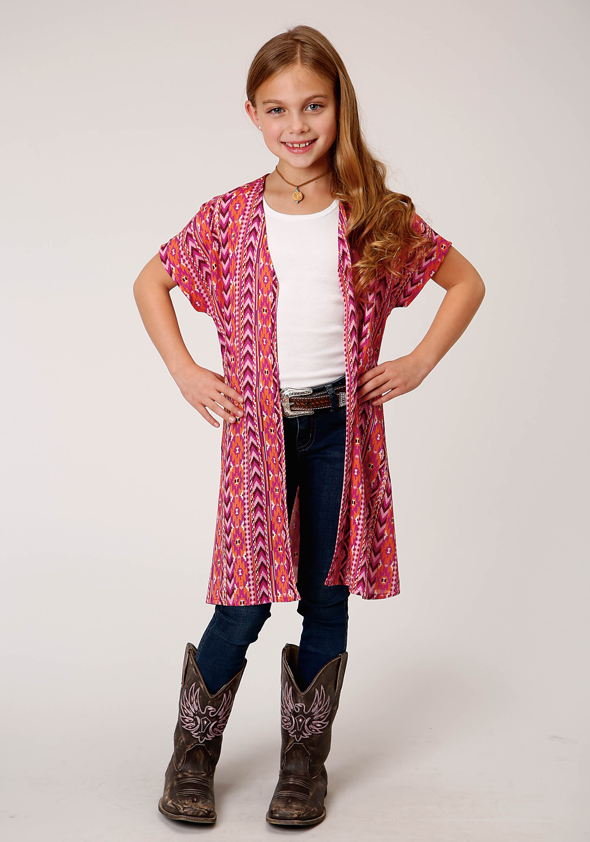 Five Star Girls Girls Multi 00920 Aztec Print Ss Cardigan