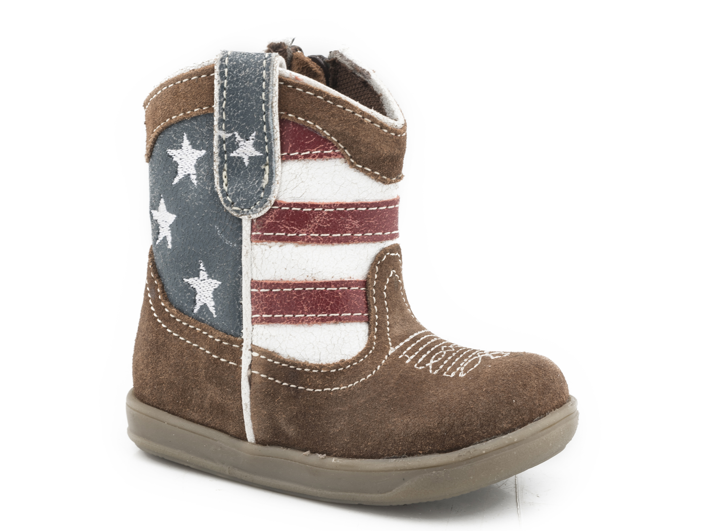 American Cowbabies Infants Brown Leather Vamp With Flag Shaft