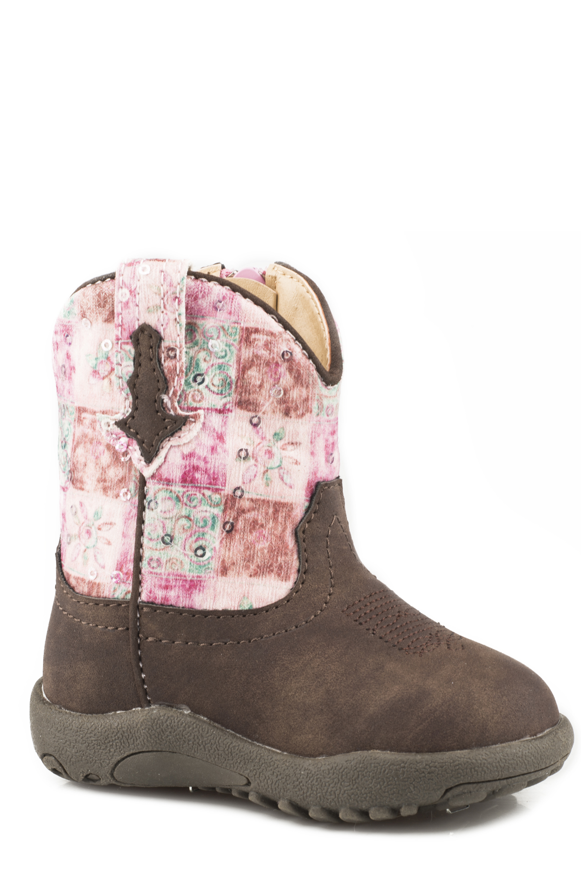 Cowbabies Floral Shine Infants Brown Vintage Vamp