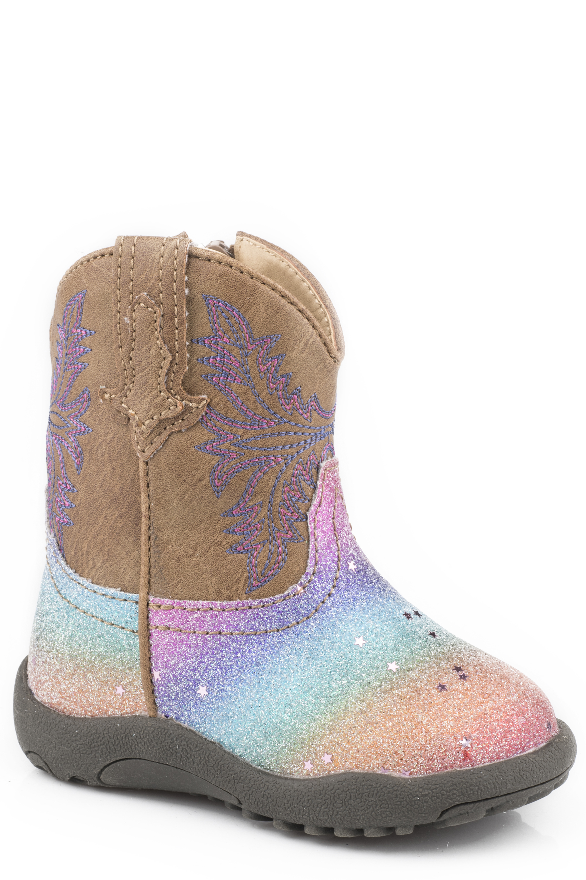 Cowbabies Glitter Rainbow Infants Tan Multi Rainbow Glitter Vamp