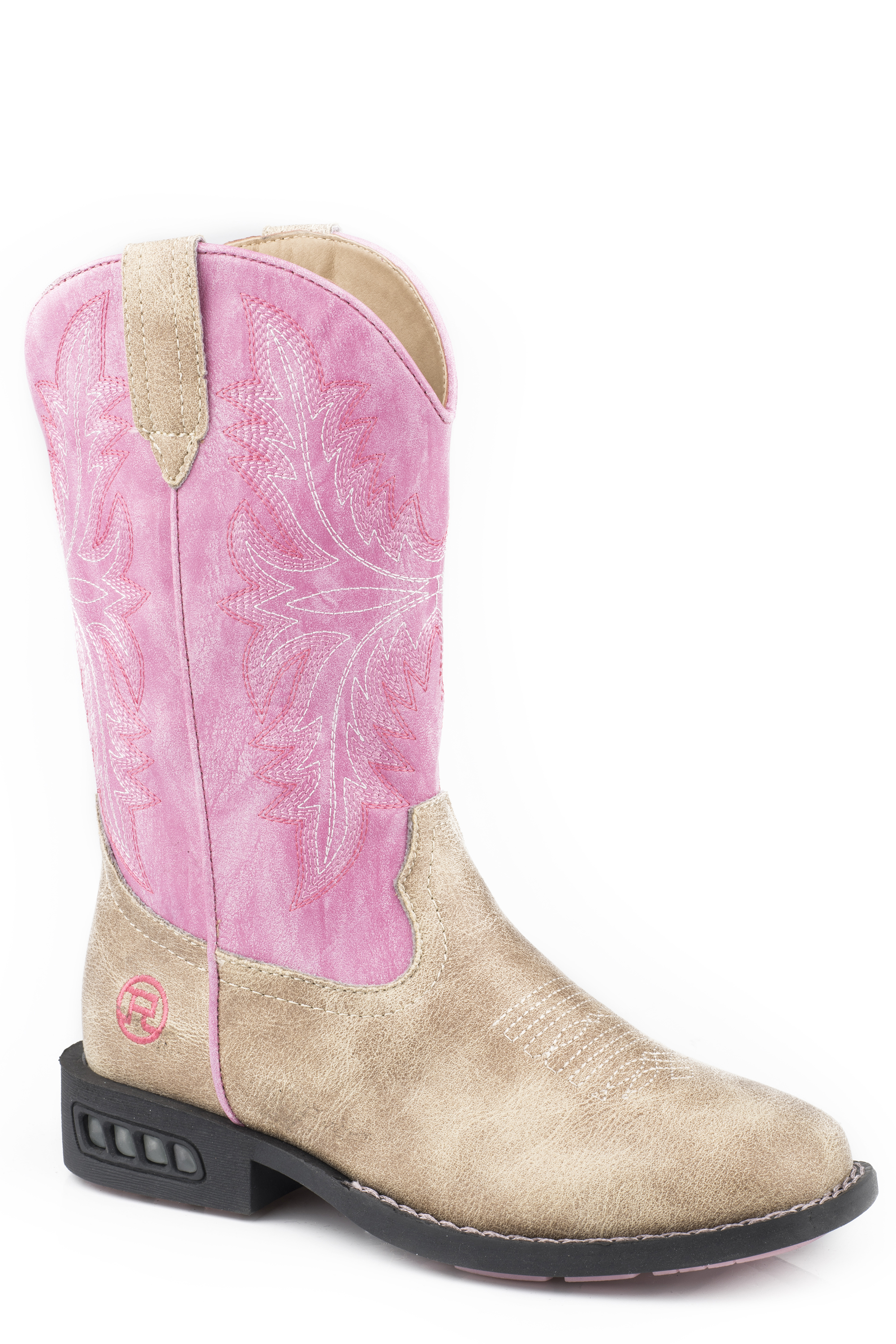 Dazzle Toddlers Tan Vamp And Pink Shaft Western