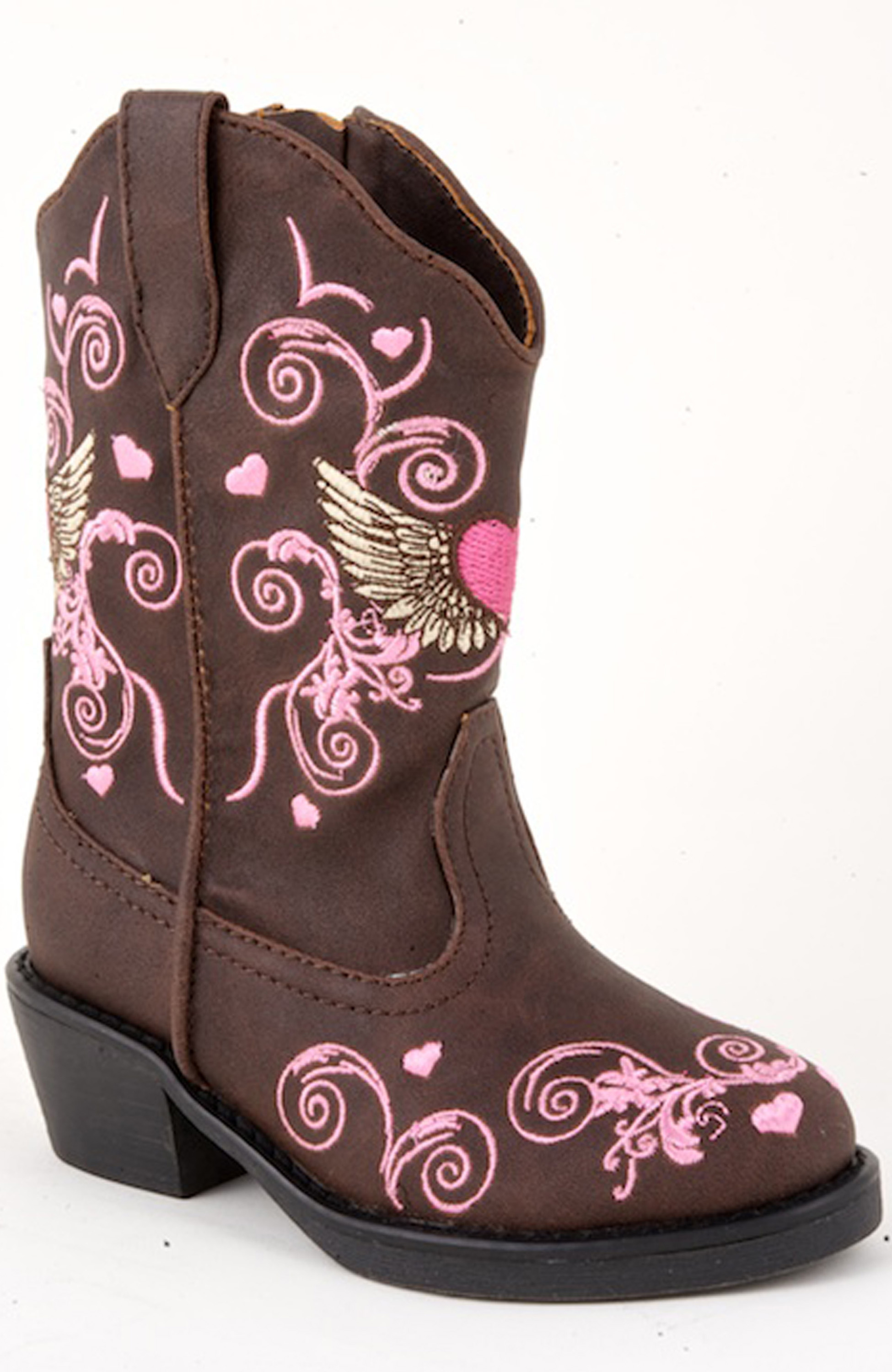 Flying Heart Toddlers Brown Fashion Boot W/winged Heart