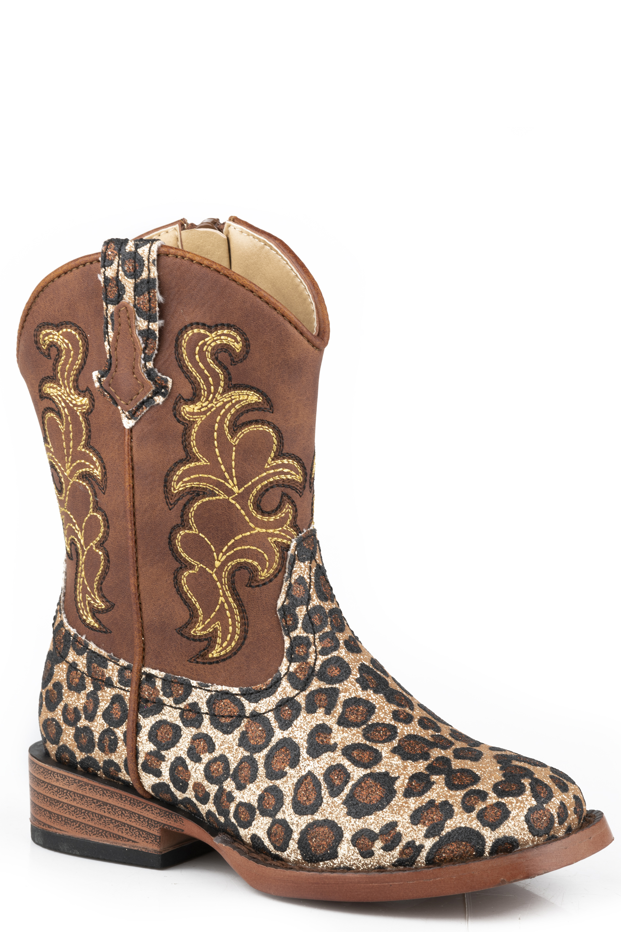 Glitter Wild Cat Toddlers Brown Cognac Shaft With Western Stitch