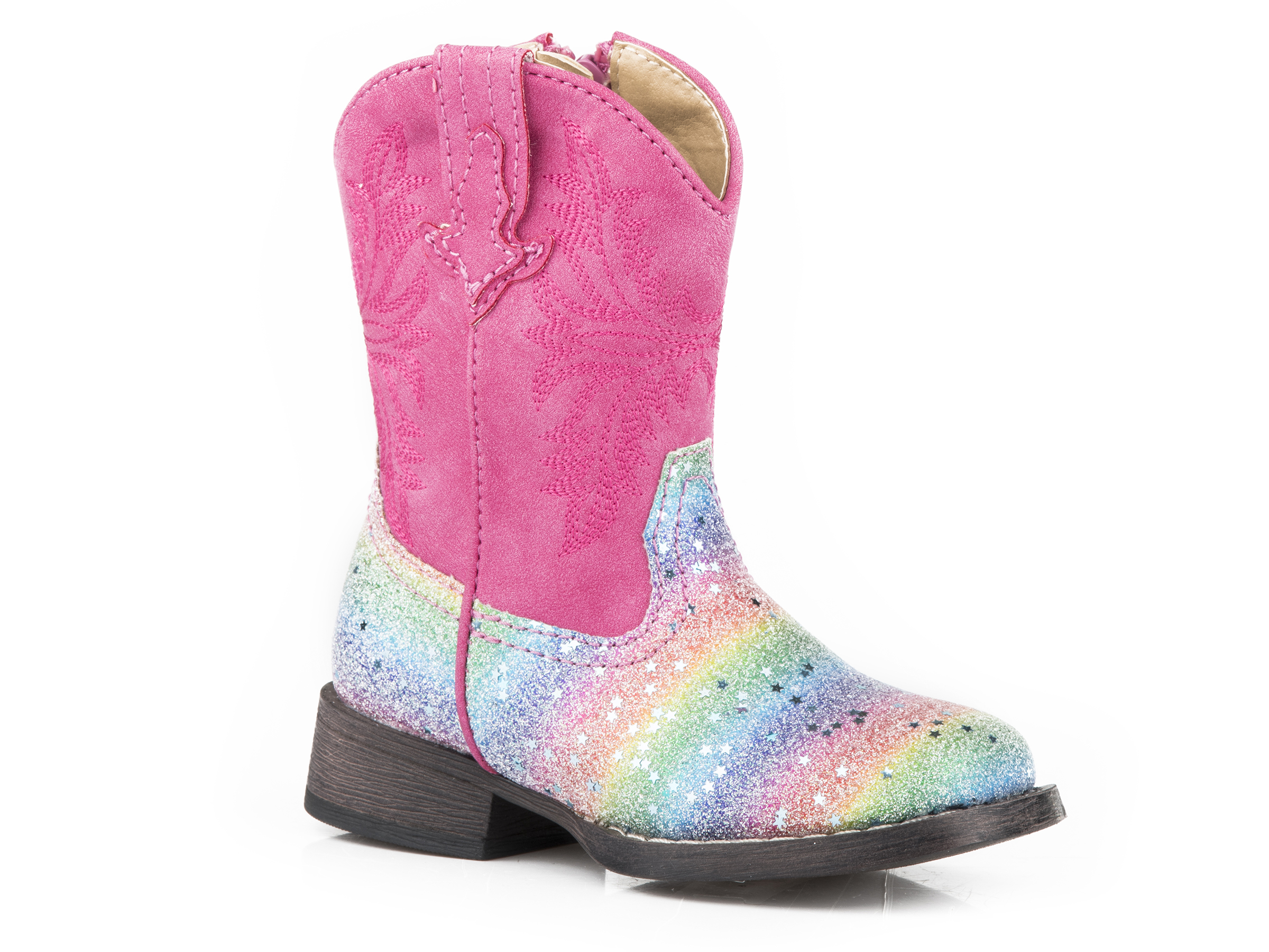 Glitter Rainbow Toddlers Pink Multi Rainbow Glitter Vamp