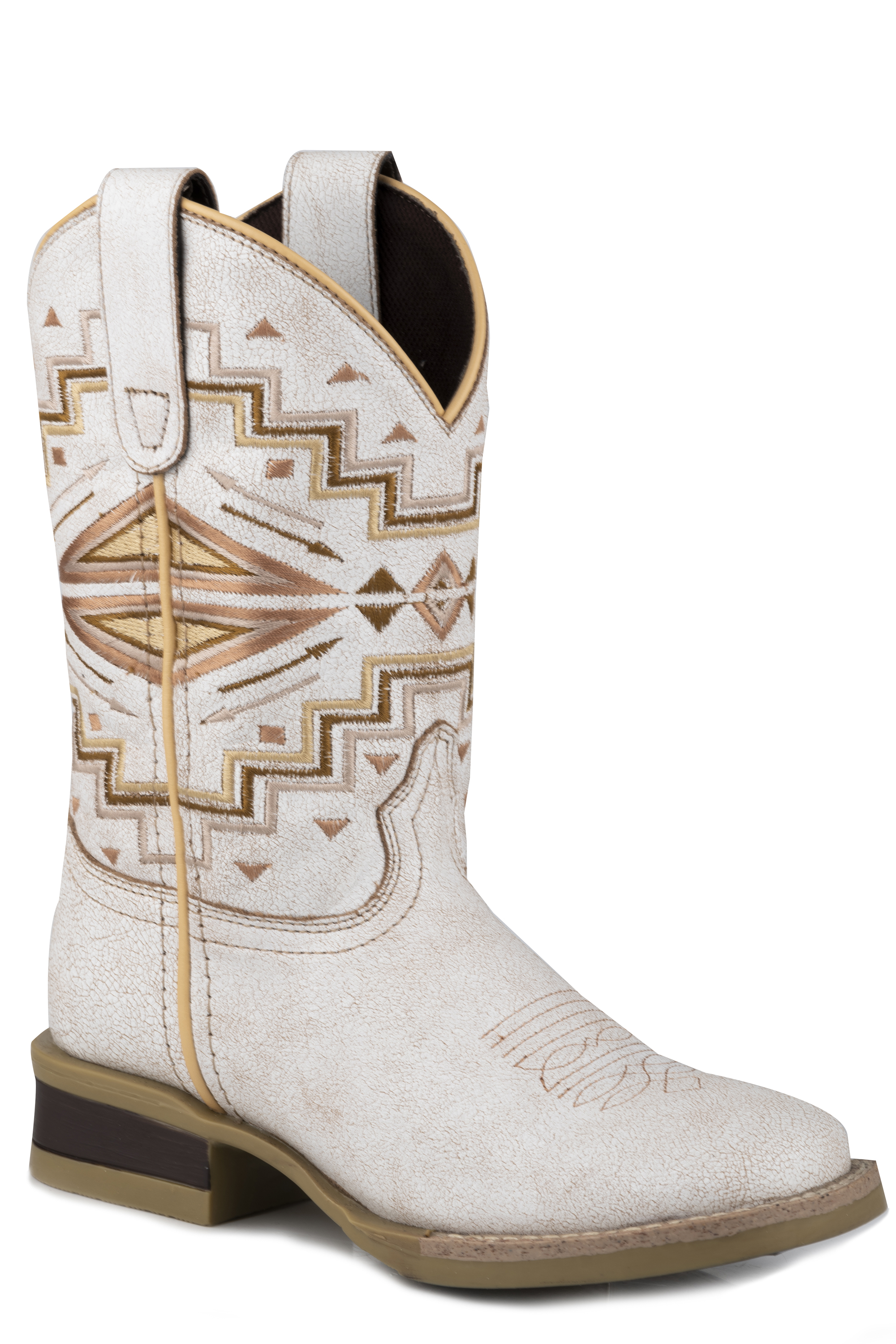 Monterey Aztec Little Kids White Vintage Leather Upper