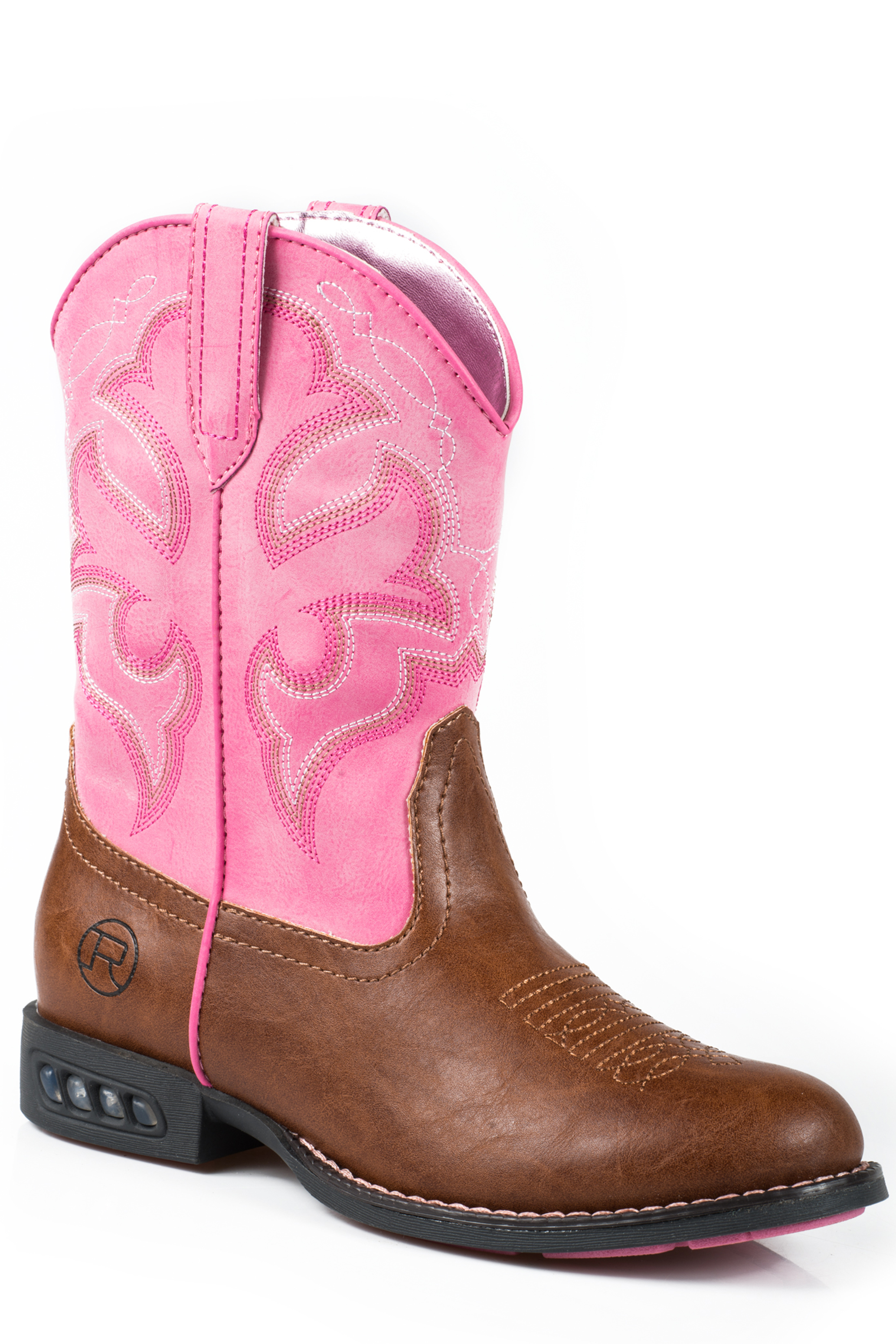 Lightning Little Kids Tan Vamp And Pink Shaft Western