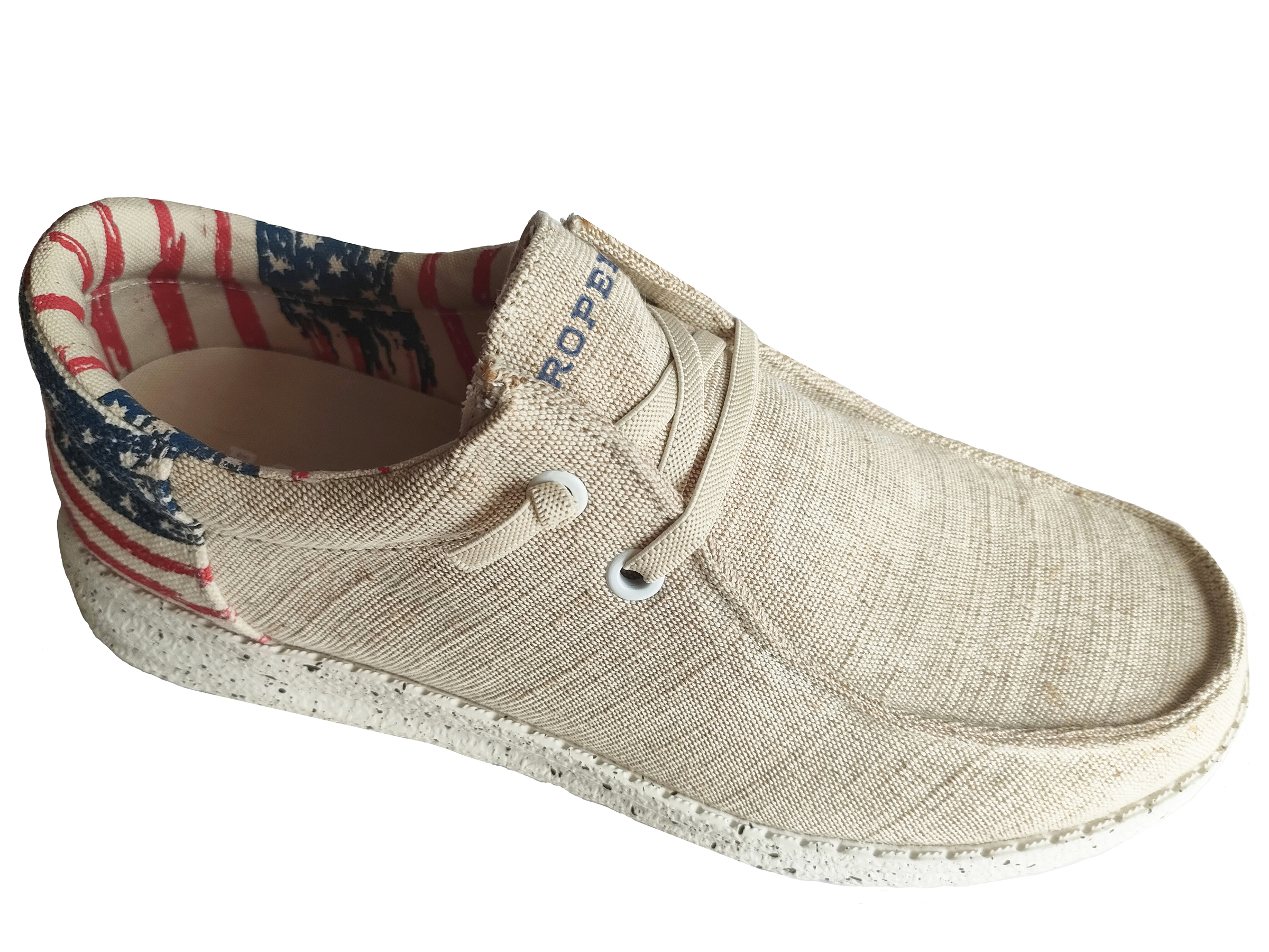 Hang Loose Little Kids Brown Beige Canvas With Flag Heel