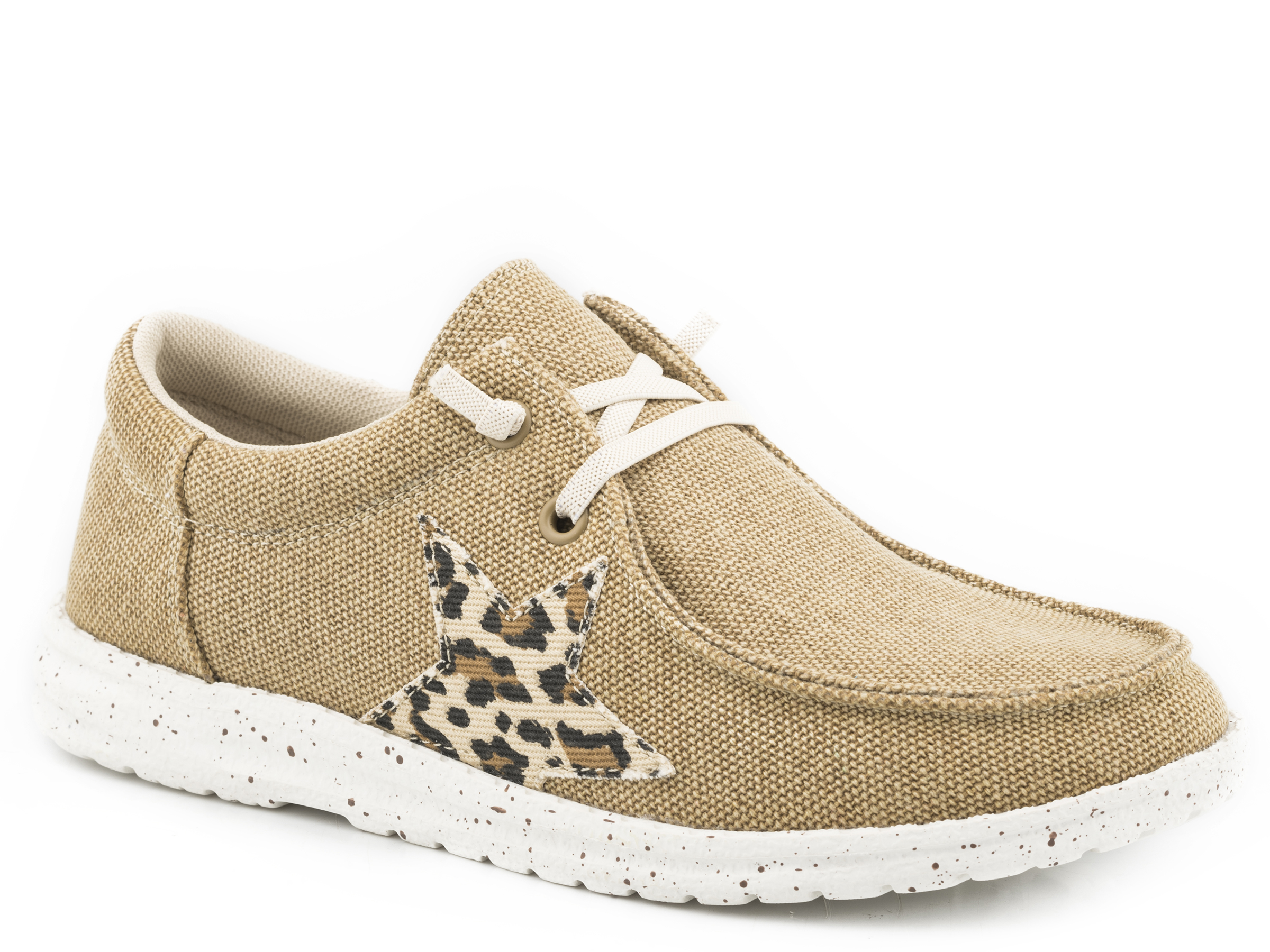 Hang Loose Little Kids Tan Canvas With Leopard Star