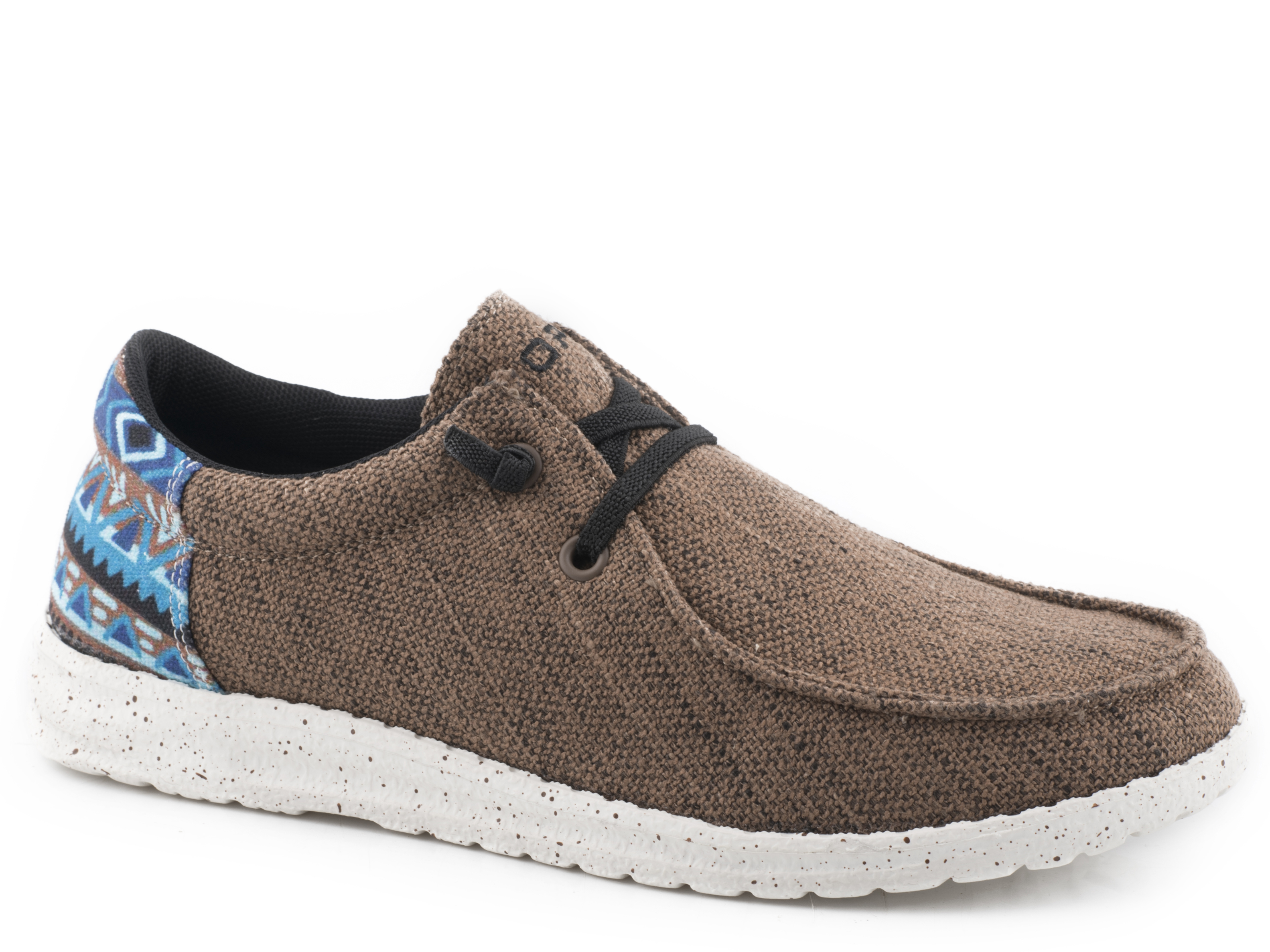 Hang Loose Little Kids Brown Canvas With Multi Aztec Heel