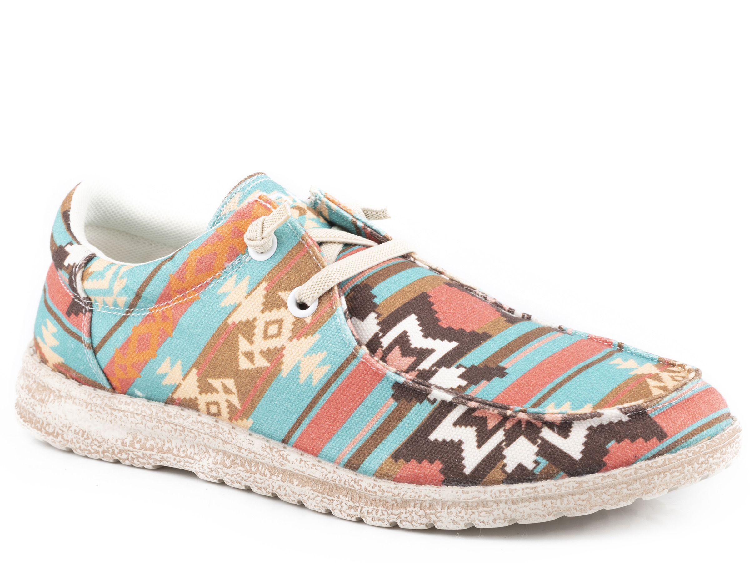 Hang Loose Little Kids Blue Multi Aztec Fabric Upper