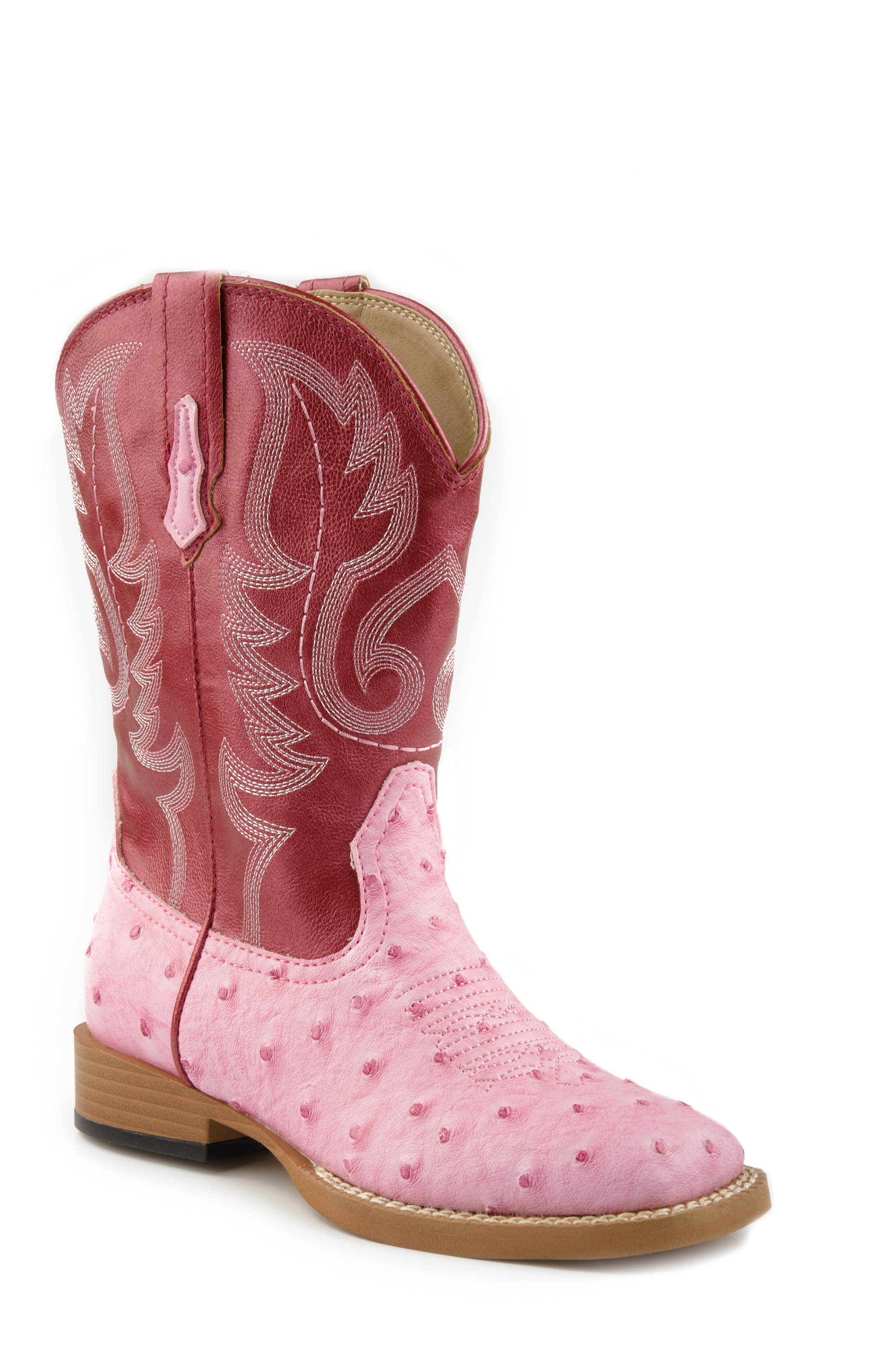 Bumps Little Kids Sq Toe Boot With Pink Faux Leather