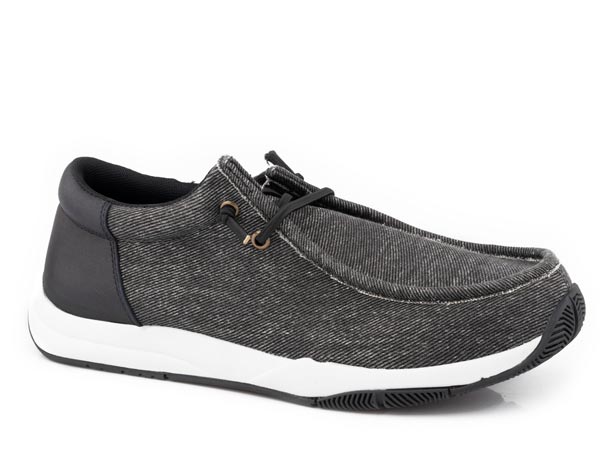 Clearcut Low Mens Black Canvas With Faux Leather Heel