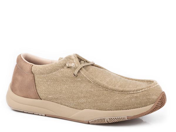 Clearcut Low Mens Beige Tan Canvas With Faux Leather Heel