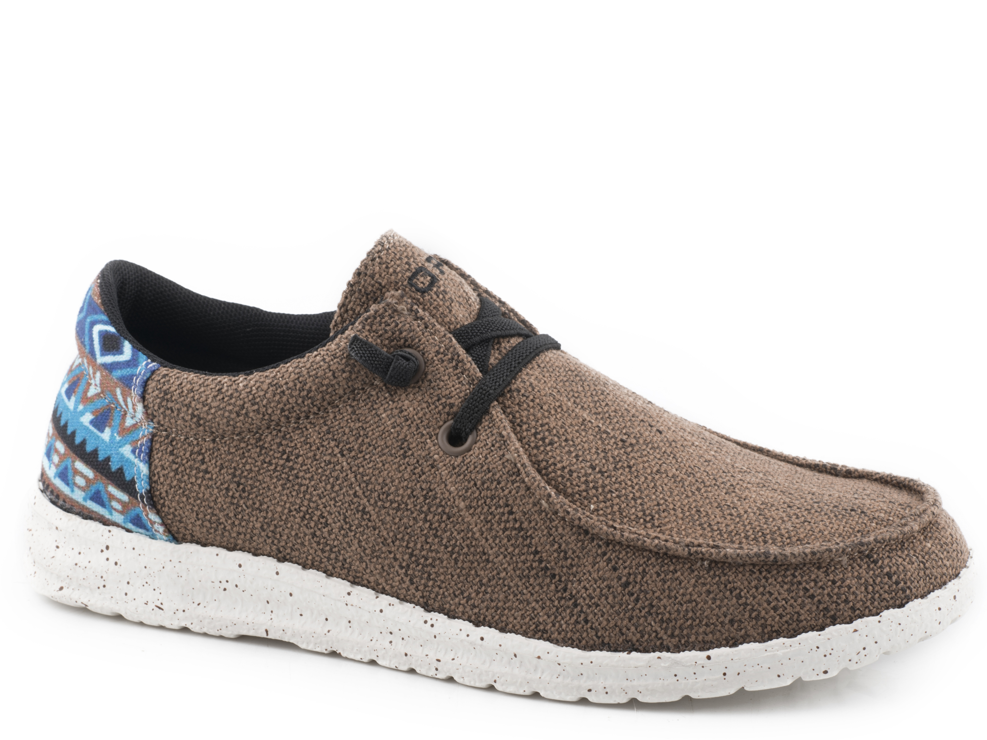 Hang Loose Mens Brown Canvas With Multi Aztec Heel