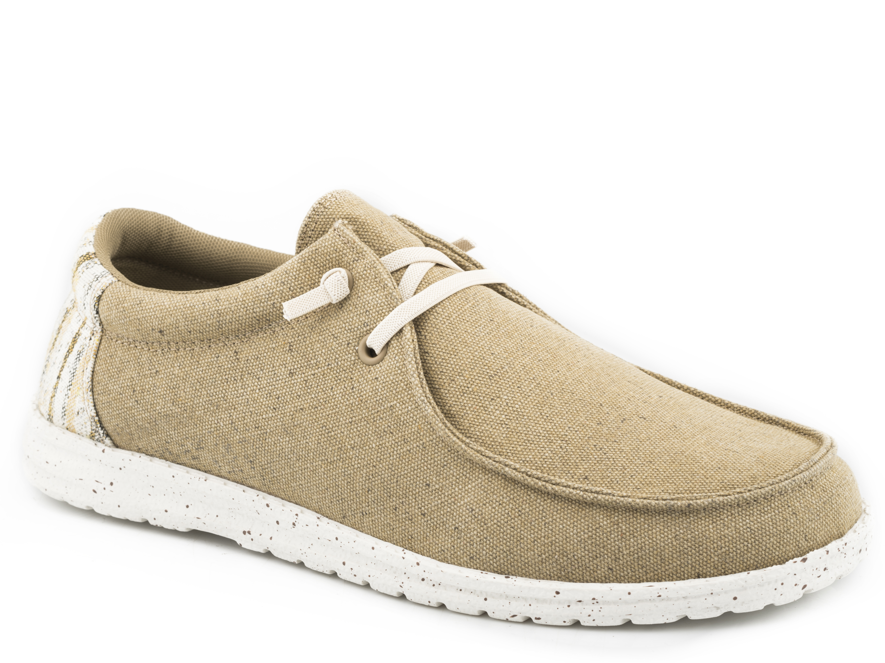 Hang Loose Mens Tan Canvas With Multi Colored Heel