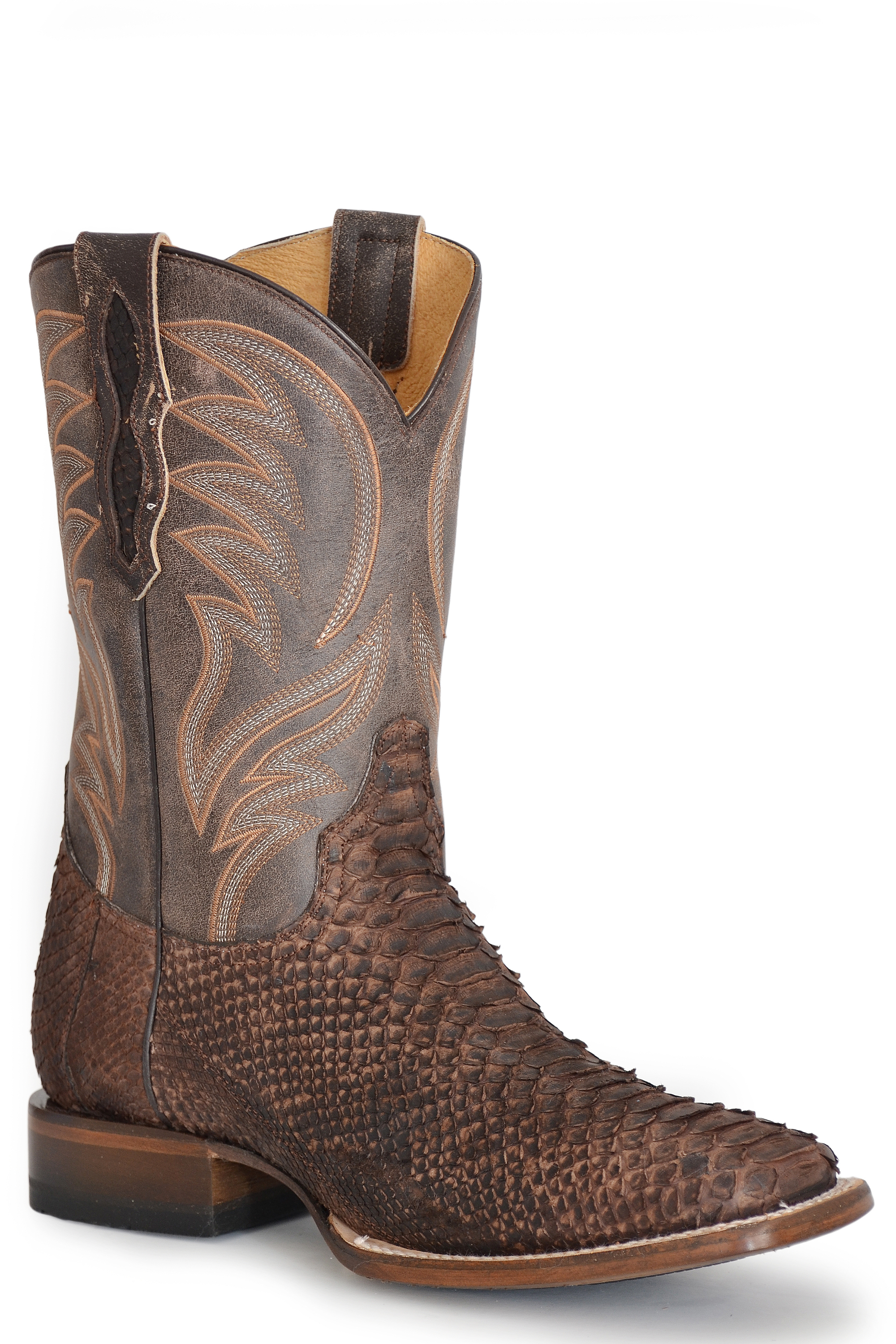 Peyton Python Mens Oily Brown Backcut Python Vamp