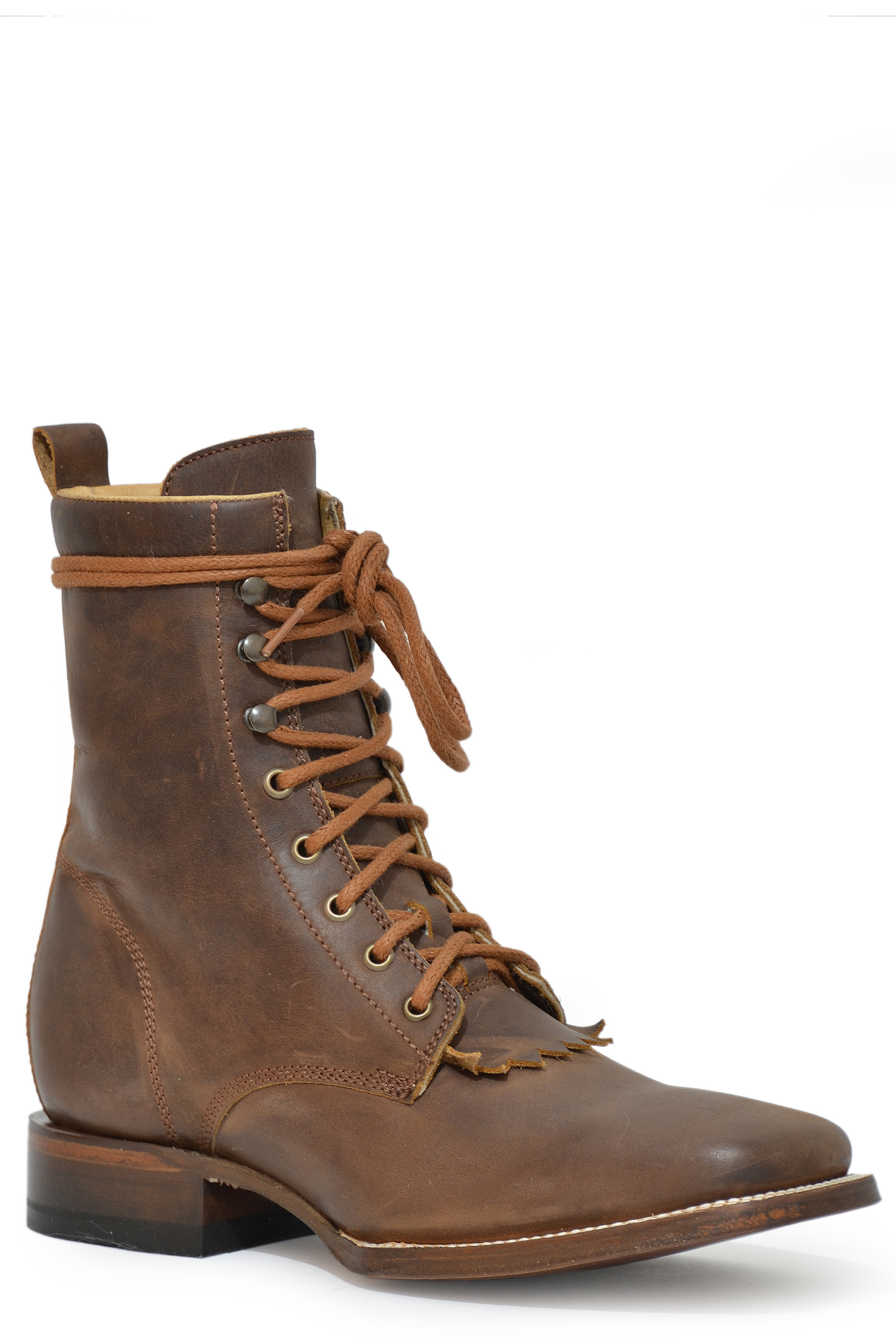 Roper Lacer Mens Dark Brown Burnished Brown Leather