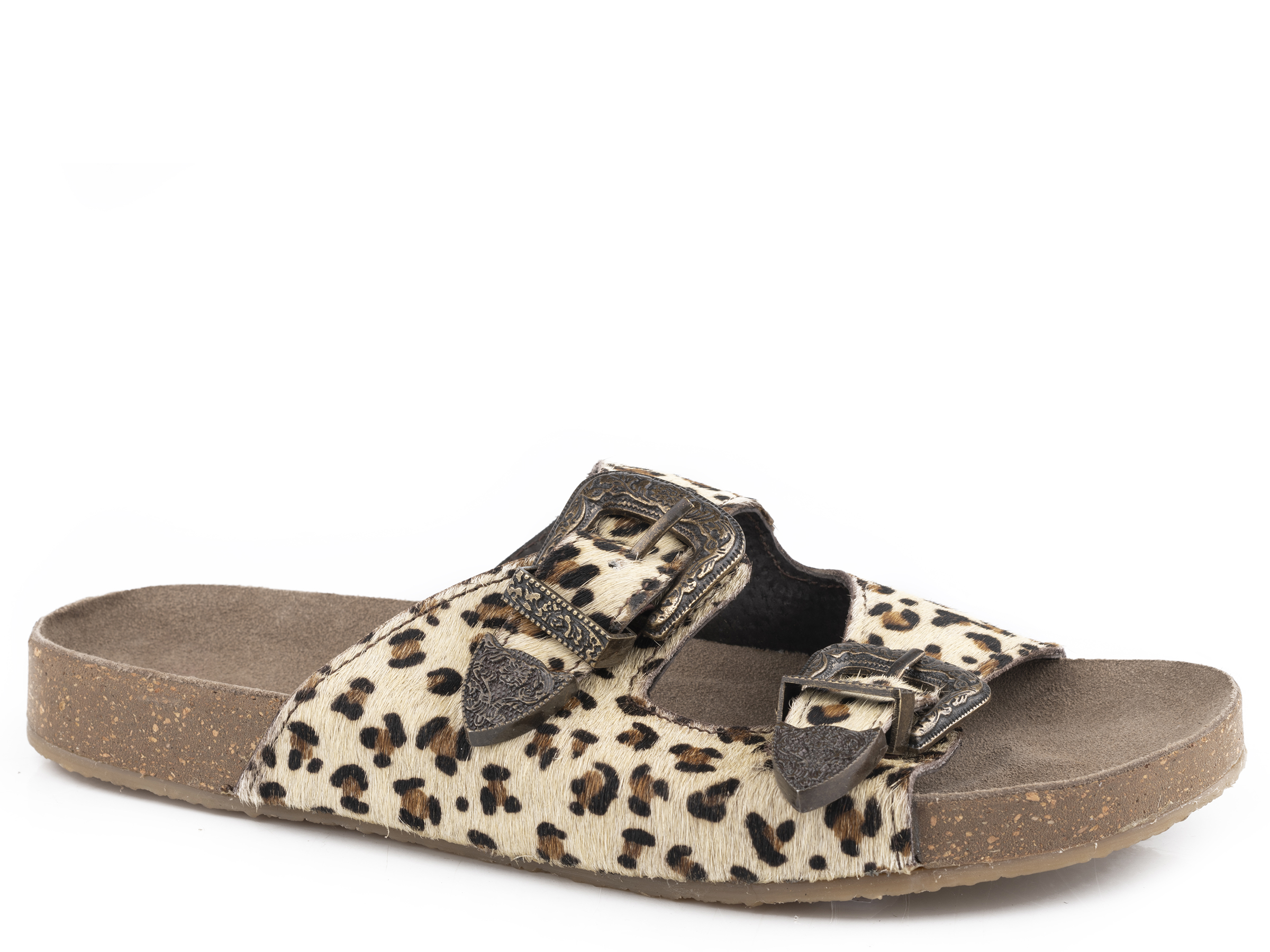 Desiree Womens Tan Leopard Hair On Hide Leather