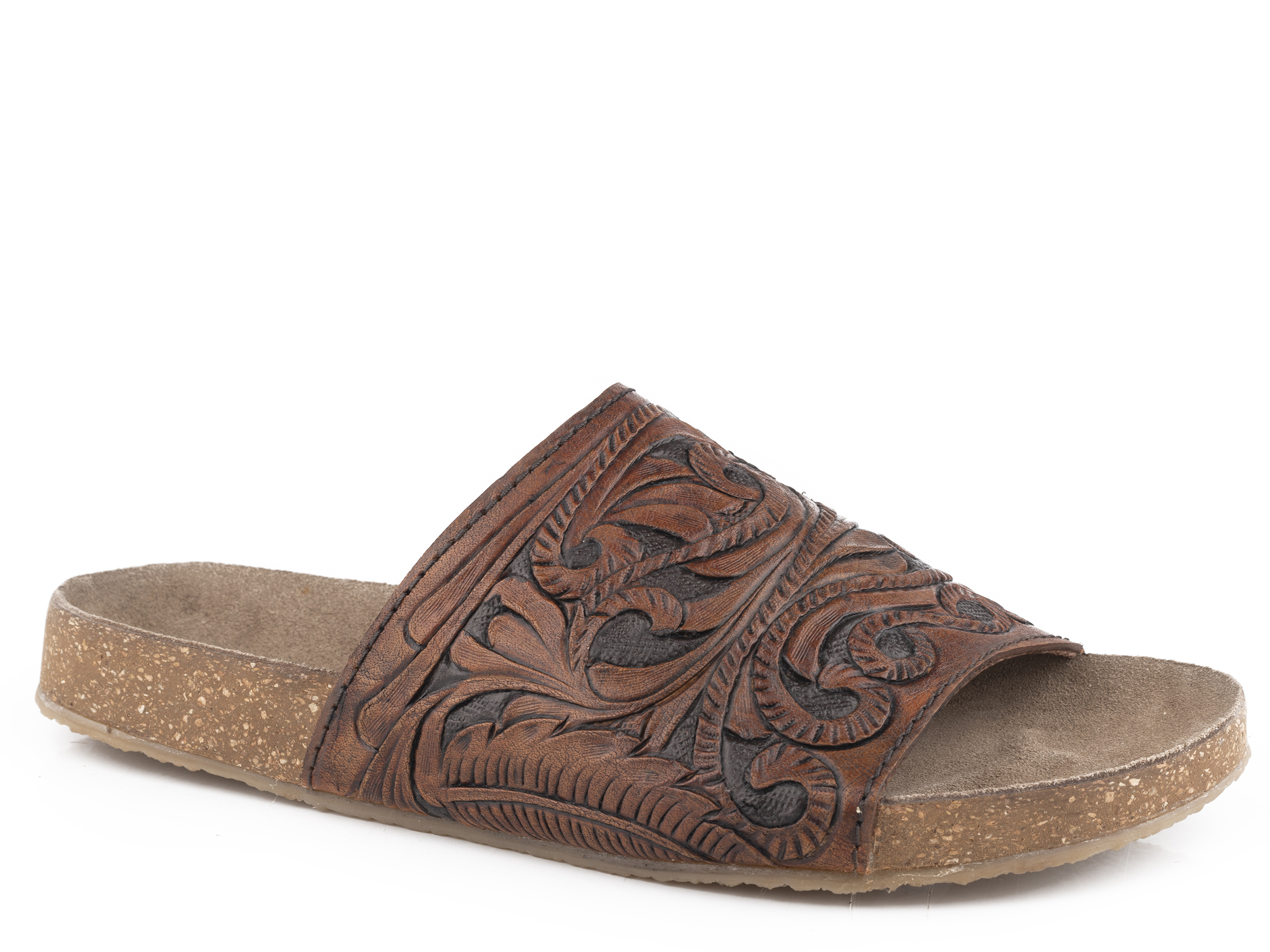 Destiny Womens Tan Cognac And Black Tooled Leather