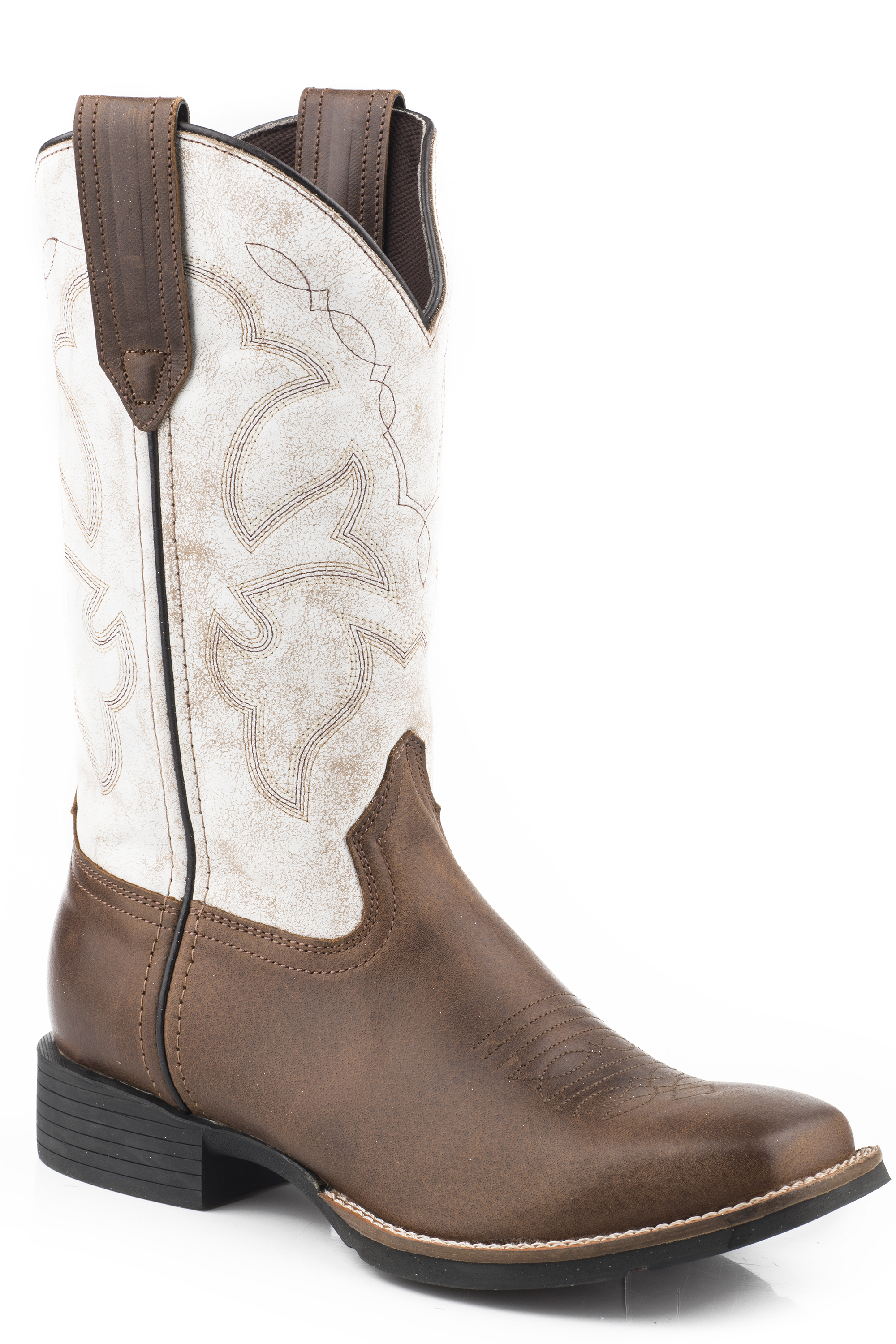 Monterey Womens Brown Tan Vamp And White Leather Shaft