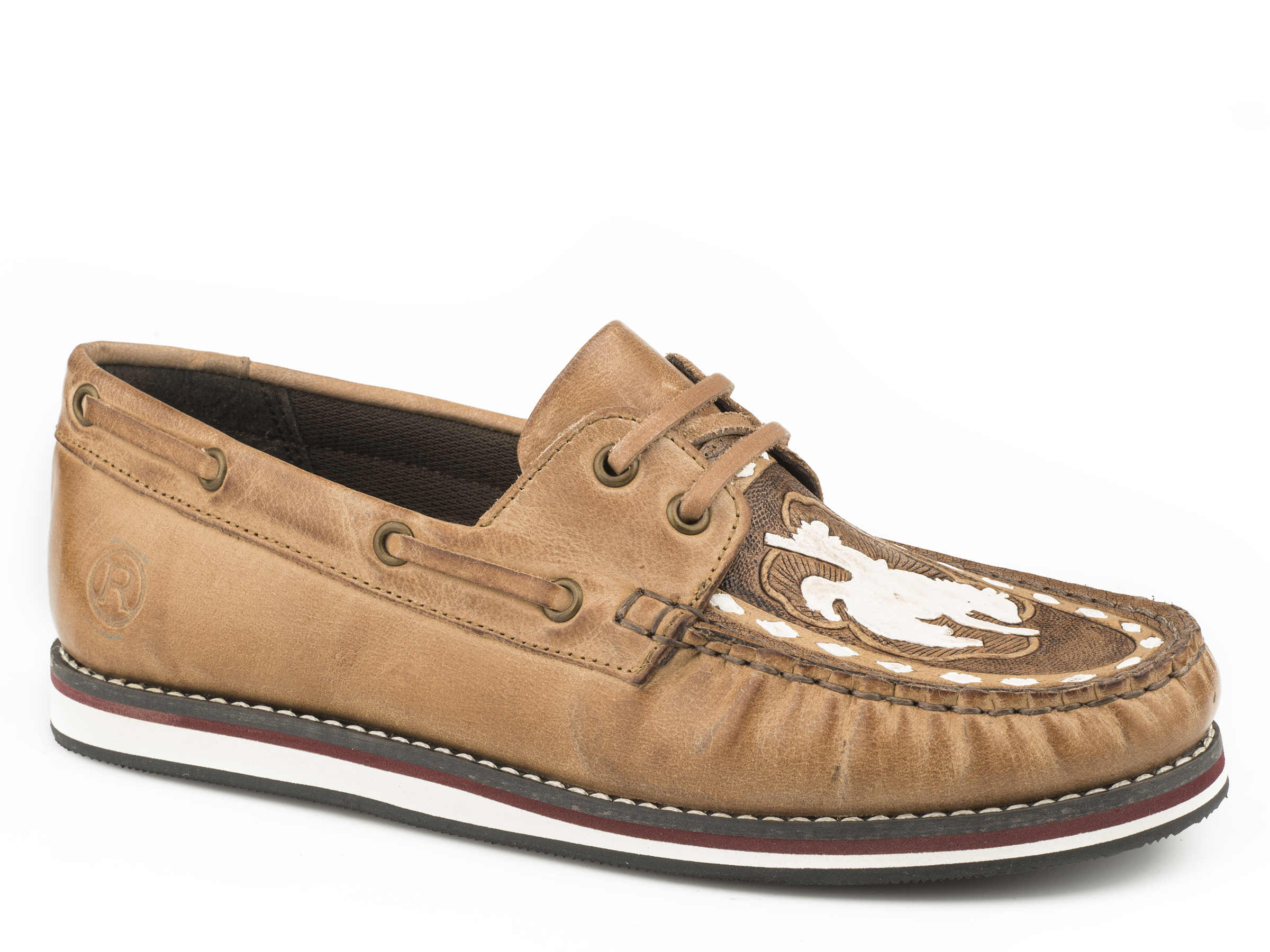 Filly Womens Tan Beige Burnished Leather Moccasin