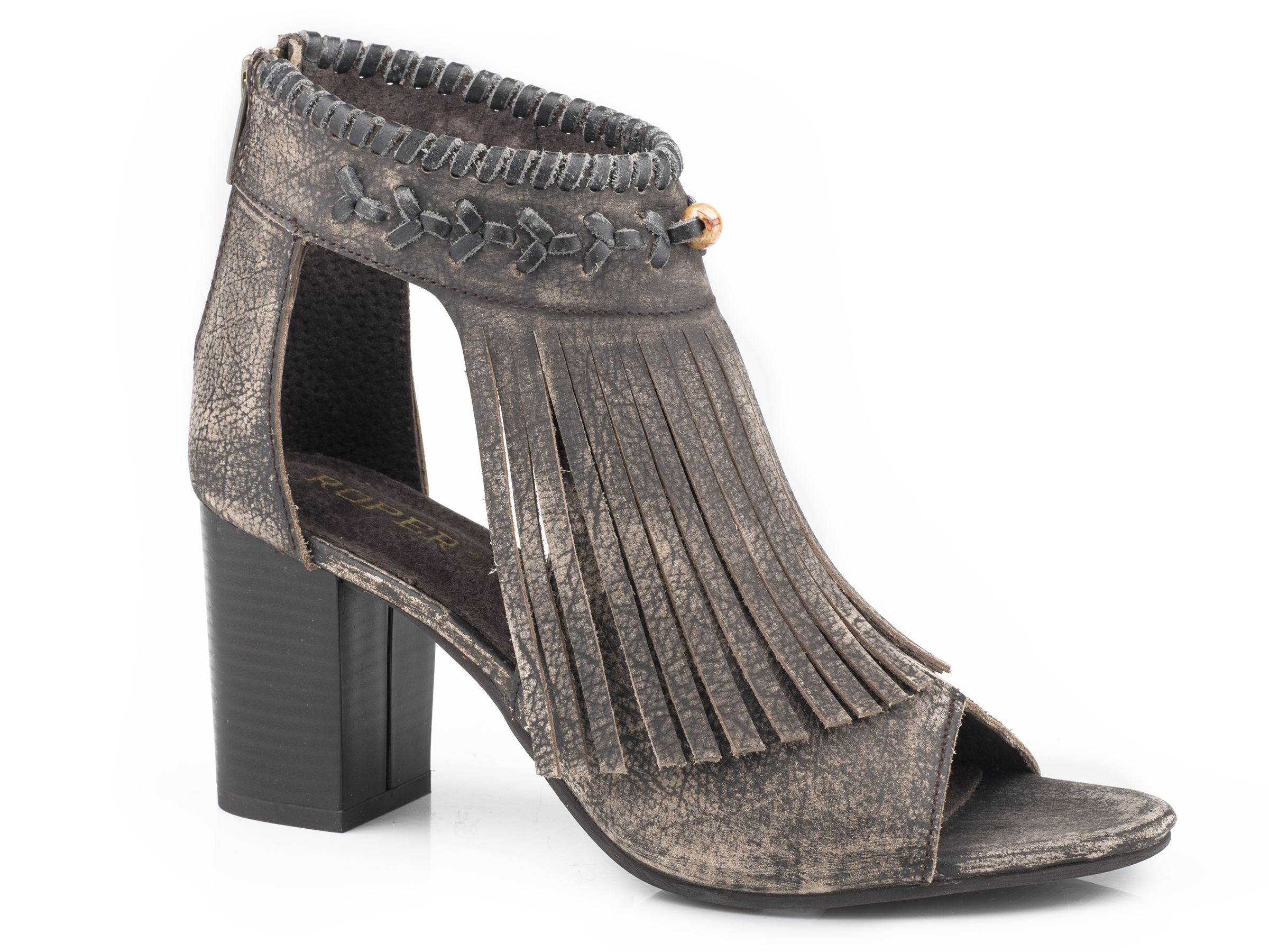 Bettina Womens Sanded Brown Leather With Fringe