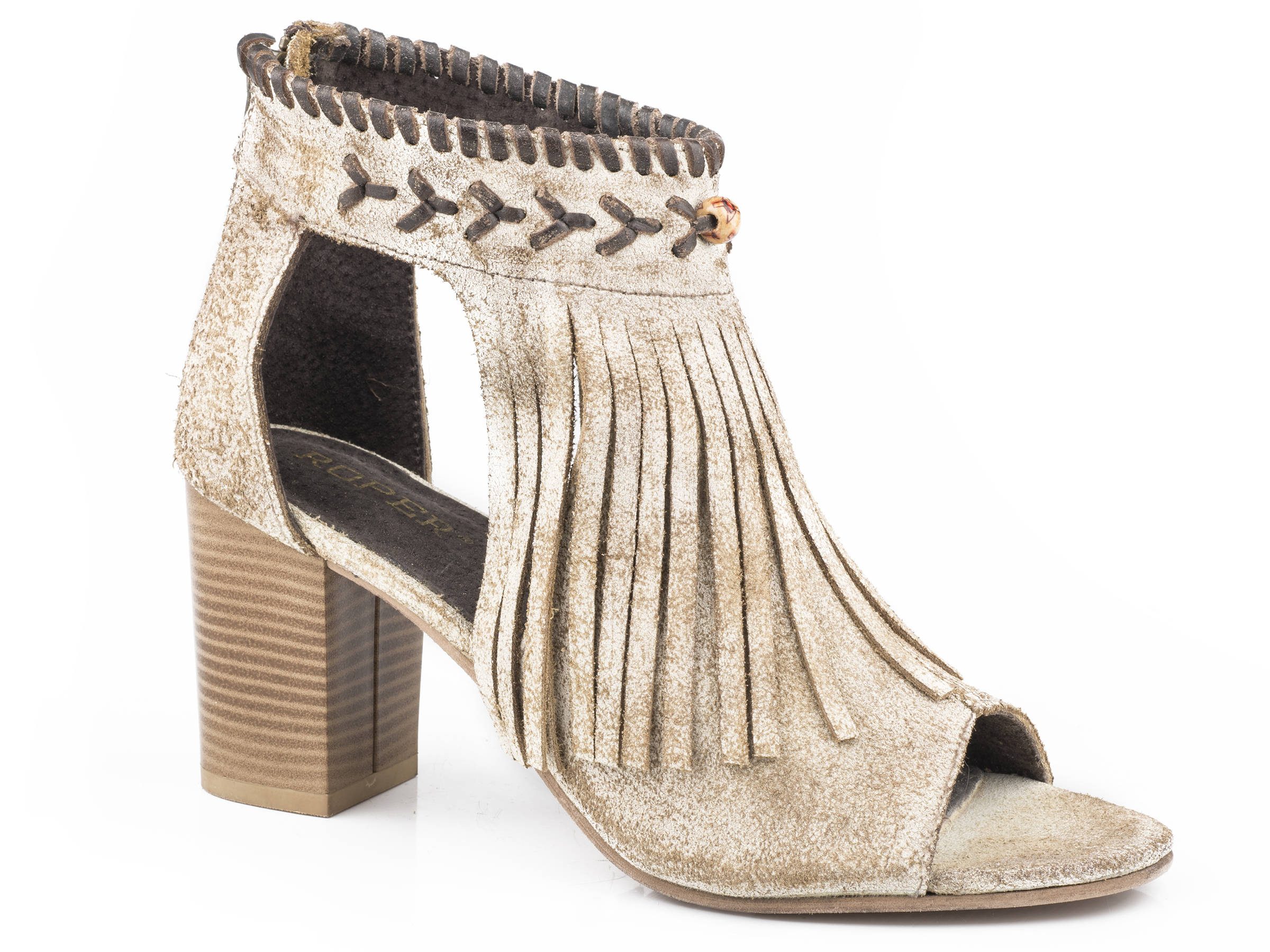 Bettina Womens Tan Vintage Beige Suede With Fringe