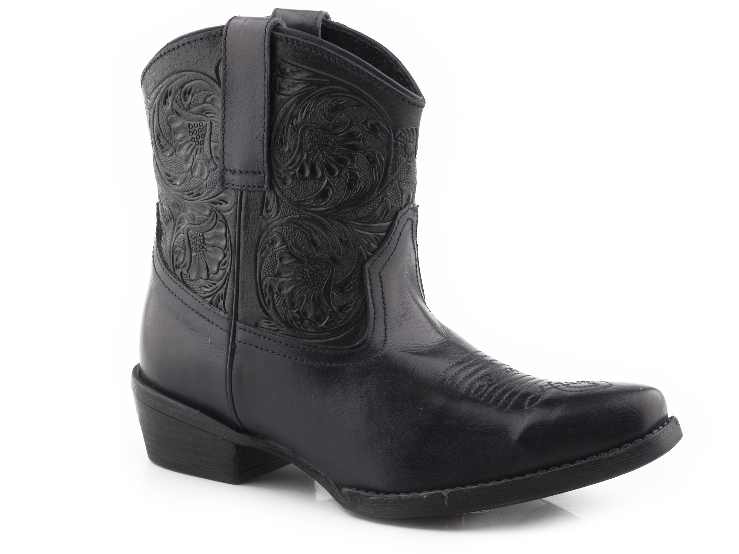 Dusty Tooled Womens Black Vamp With Tooled Shaft