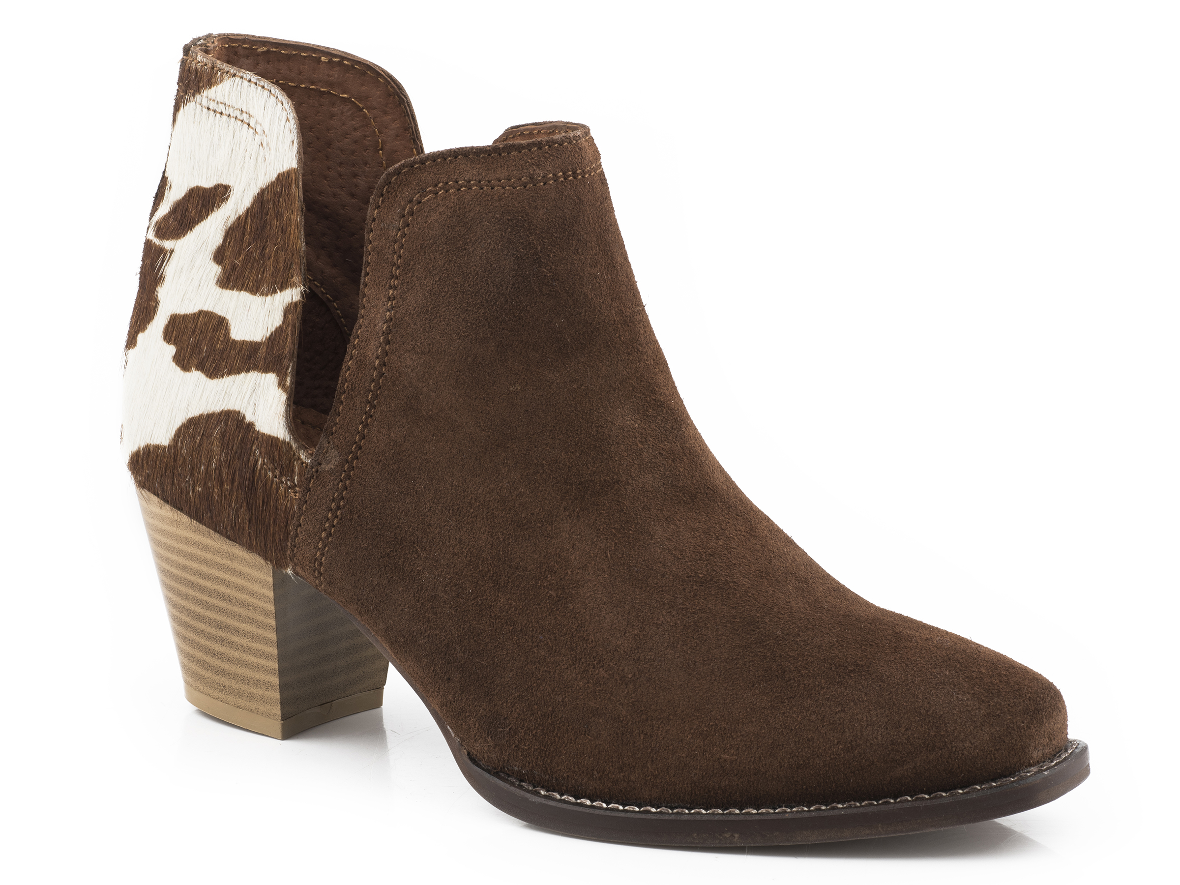 Rowdy Womens Tan Brown Cow Hair On Hide Ankle Boot