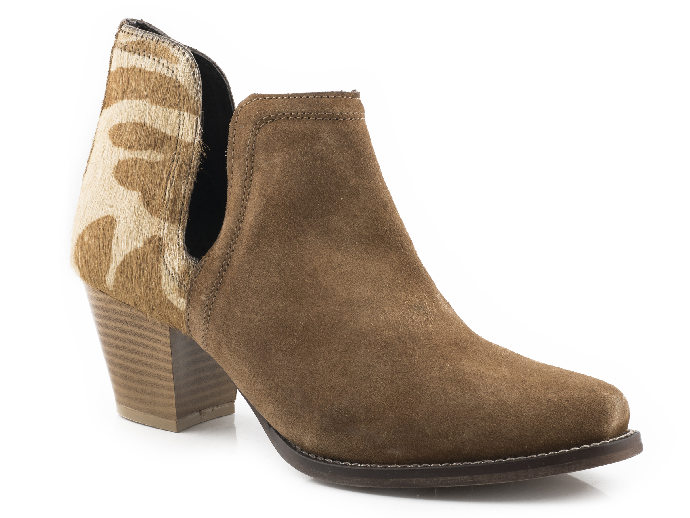 Rowdy Womens Tan Cow Hair On Hide Ankle Boot