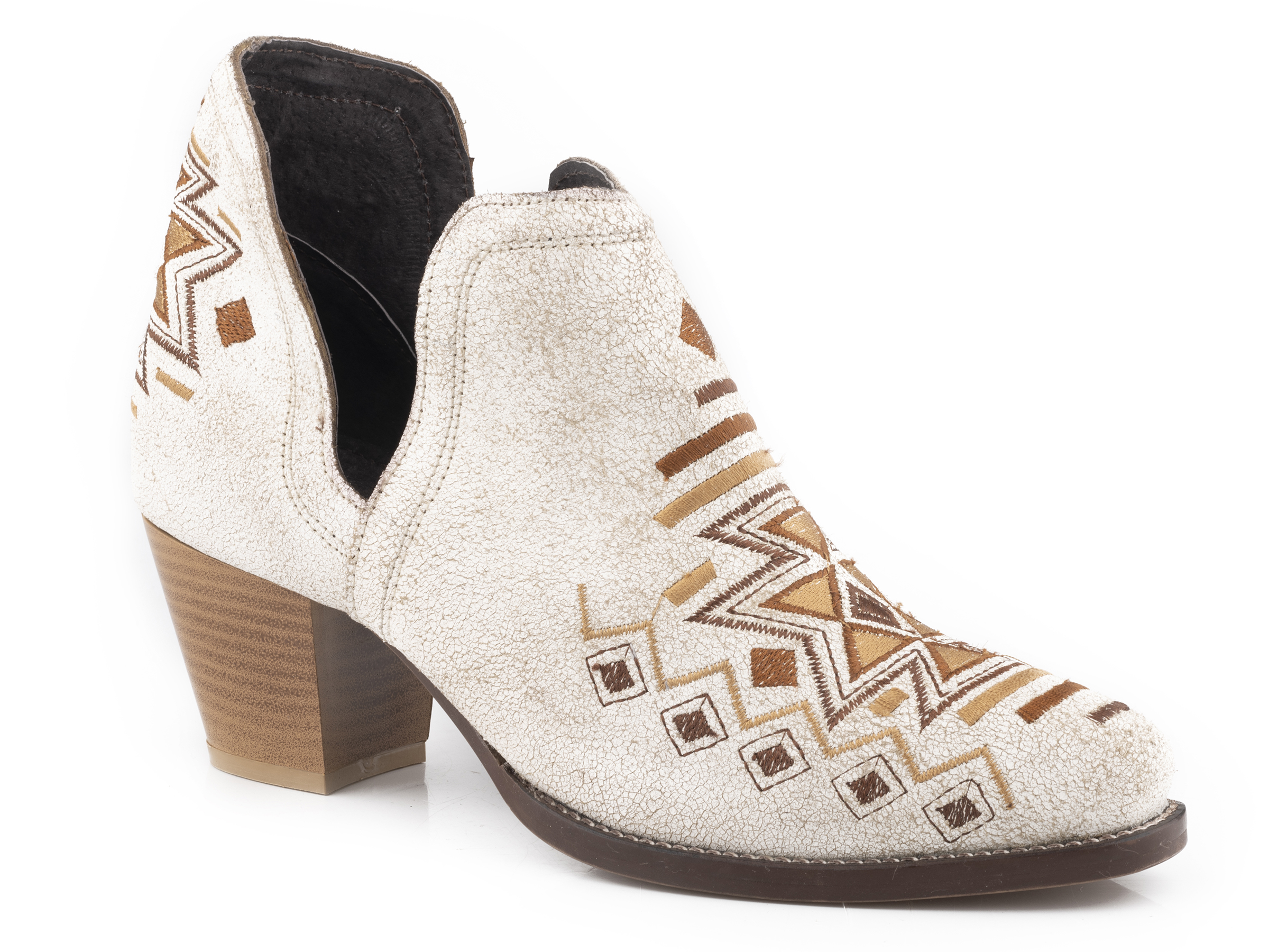 Rowdy Aztec Womens White Vintage Suede Ankle Boot