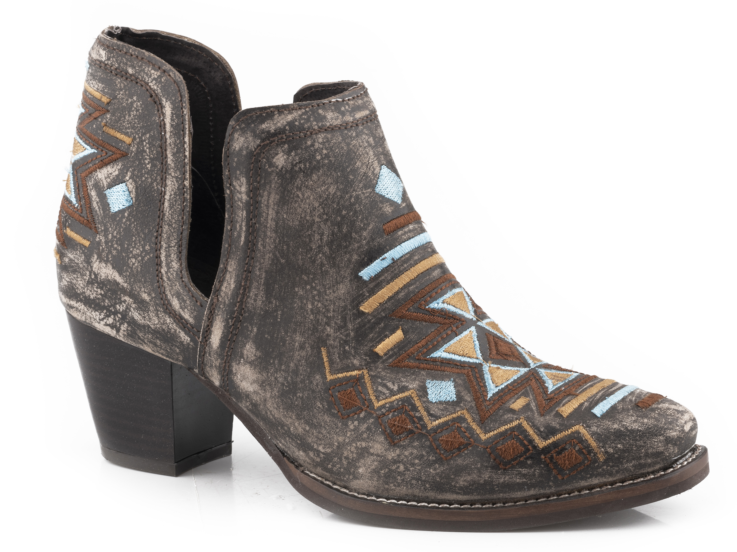 Rowdy Aztec Womens Brown Vintage Leather Ankle Boot