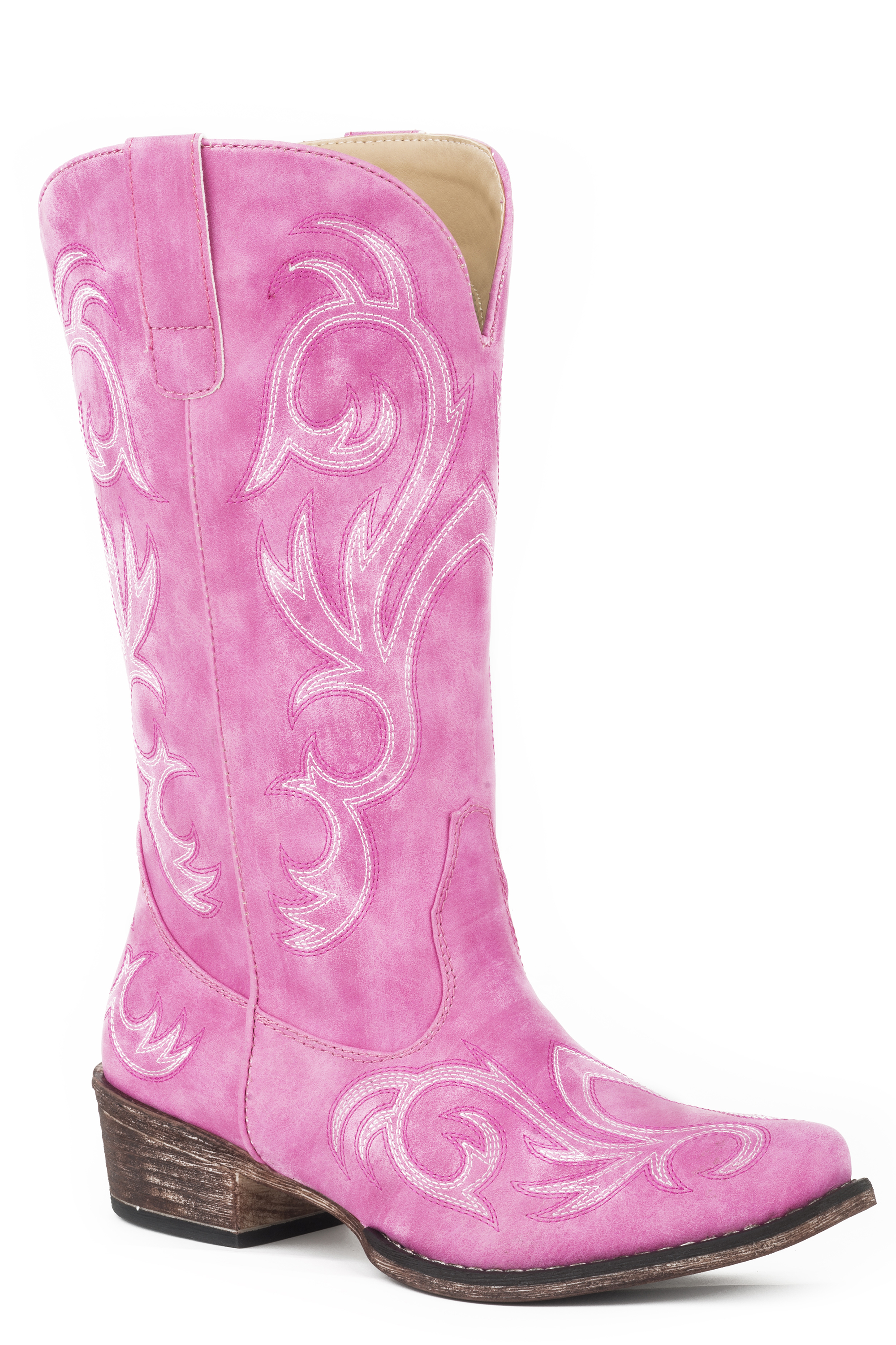 Riley Womens Pink 12″ Western With All Over Embroidery