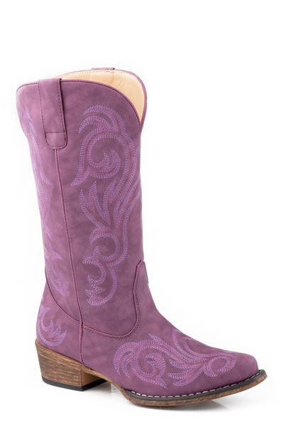 Riley Womens Purple 12″ Western With All Over Embroidery